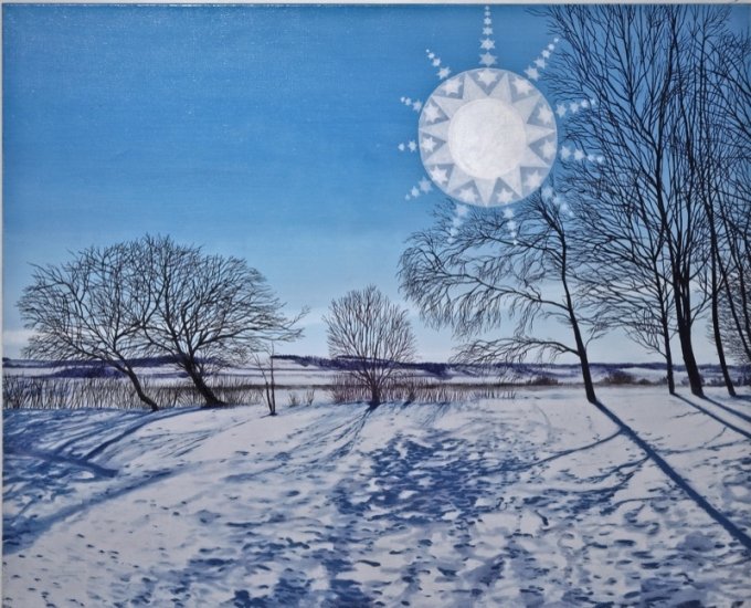 S&oslash;ndbjerg, 2011, 100 x 125 cm., olie p&aring; l&aelig;rred. Pressefoto.