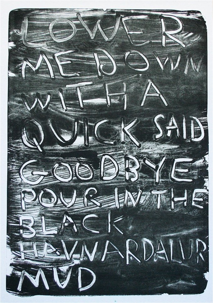 Lower me down, litografi, 2013. Foto: Lars Bay