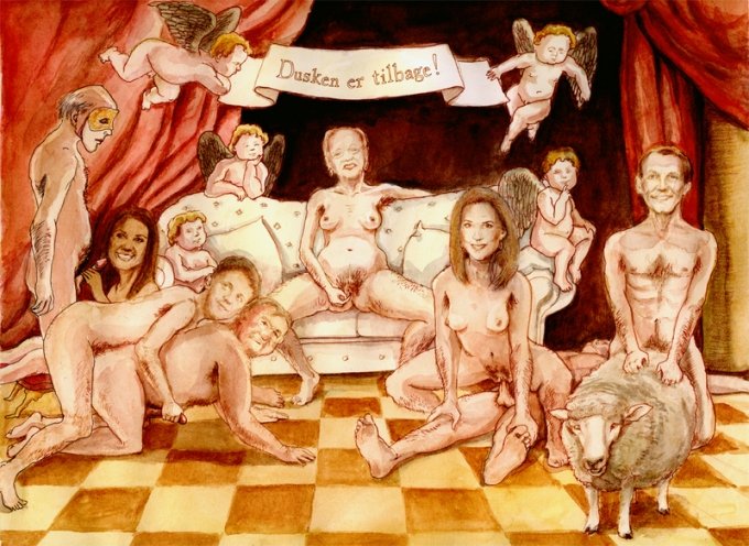 Den kontroversielle plakat Dusken er tilbage, som museumsdirektør Thomas Bloch Ravn ikke ønsker udstillet. Foto: SURREND