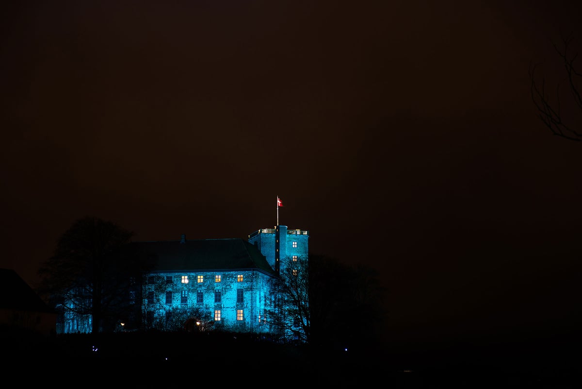 Lys på slottet ved Kolding Light Festival i 2022. Foto: Knud Erik Madsen.
