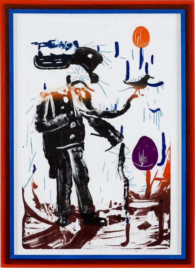 John Kørner: Litografi fra serien <i>Gallery Fruits</i>, 2007. 112 x 76 cm. På <i>Mostly Black and White</i>, Kunstpakhuset 2014. Pressefoto: HPJ