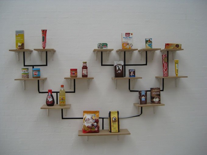 Melet Laila og Hvedeskorperne Holgers stamtræ. Sarah Rathje, <i>Stamtræ</i>, 2008. Foto: Kasper Lie.