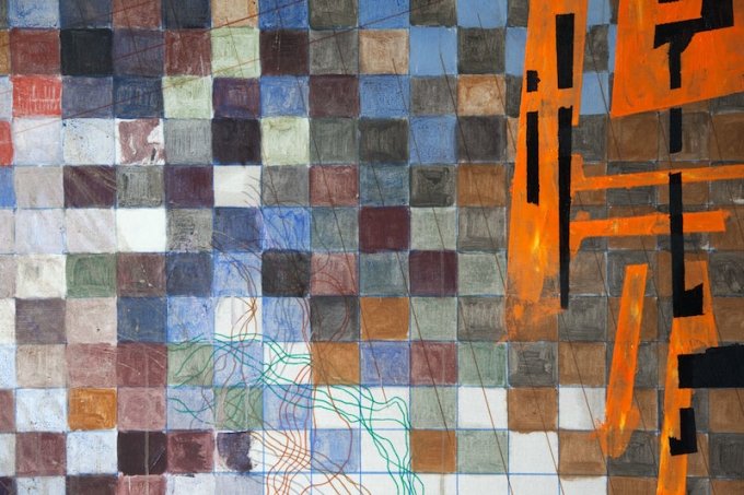 Max Parylewicz: <i>Overvejende blue squares</i>, detalje. Foto: Else Ploug Isaksen