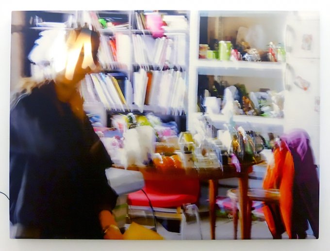 <i>Digger Scavatrice</i>, 2015. Stillfotografi. Digital print på silke, træramme, LED, Arduino. Foto: Gro Sarauw