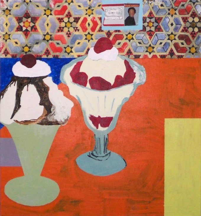 Linda Bjørnskov, <i>Two ice cream desserts</i>, 2009, akryl, olie på lærred. Foto: Ralf Søndergaard