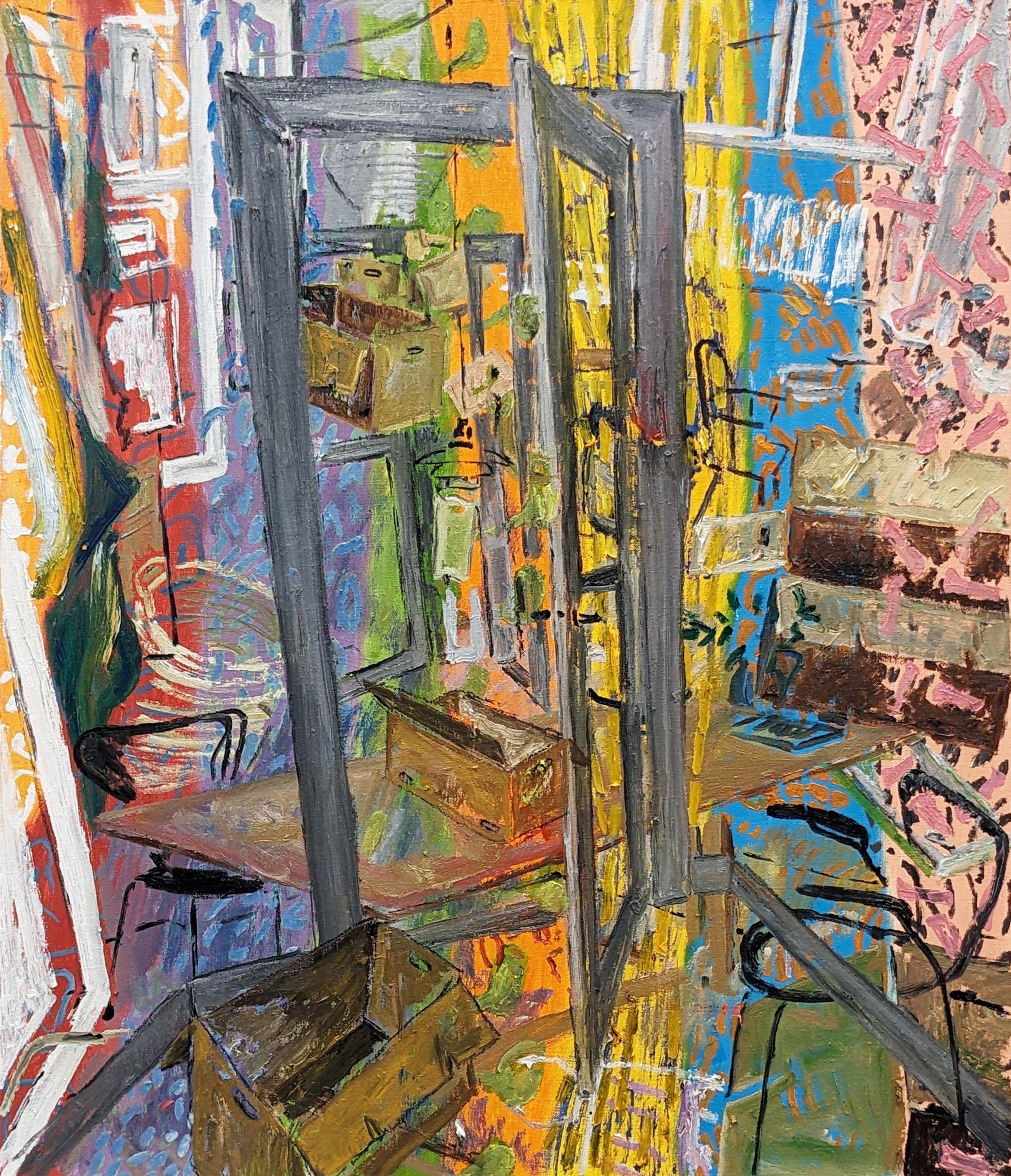 Kaspar Bonnén, <em>Always on the move</em>, 2025. Oil on canvas, 100 x 85 cm. 