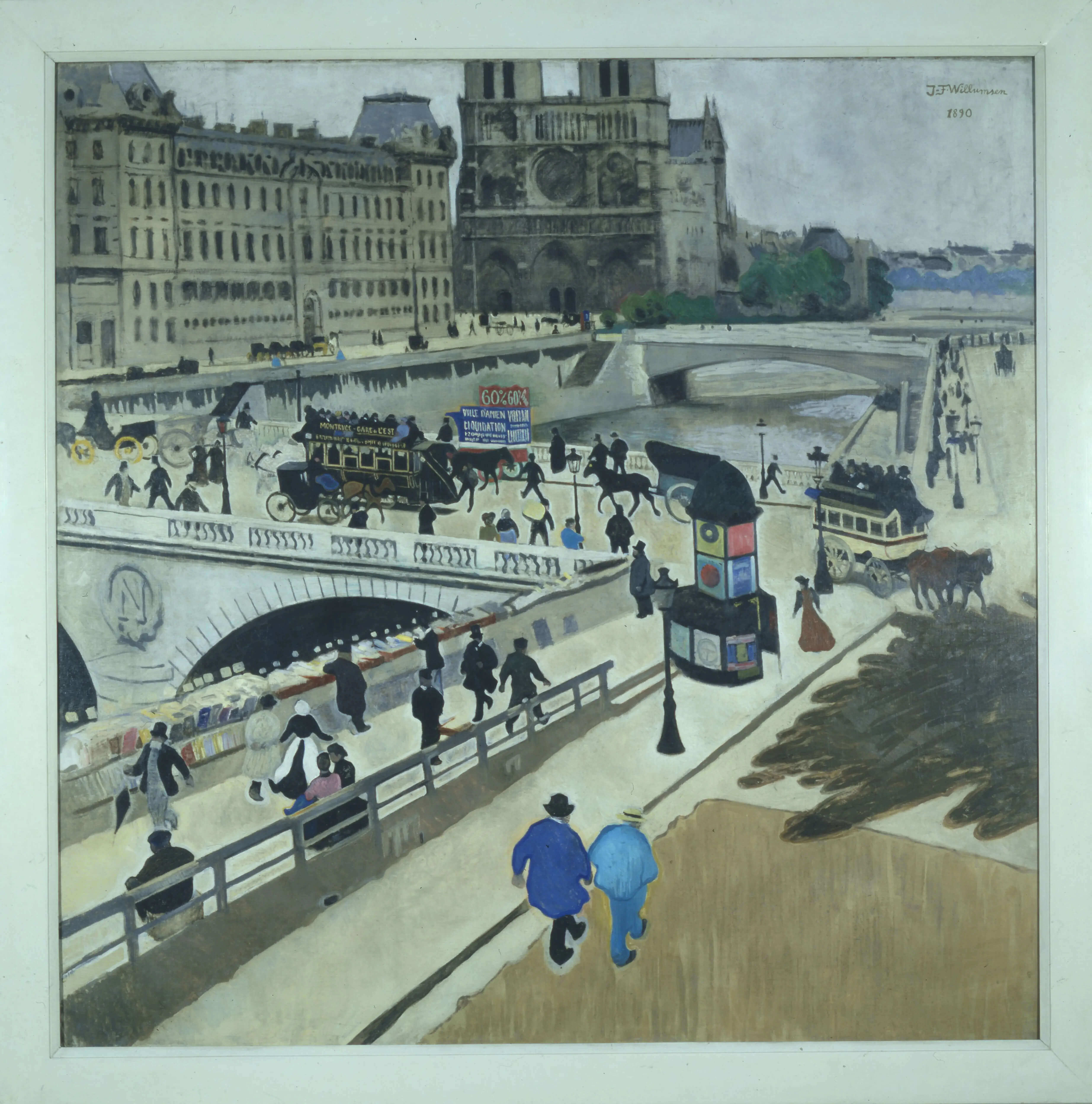 J.F. Willumsen, <i>Billede af livet på Paris‘ kajer</i>, 1890, olie på lærred, 150 x 150,5 cm. Foto:
VISDA, Copenhagen 2024, www.visda.dk/ Willumsens Museum, Frederikssund.