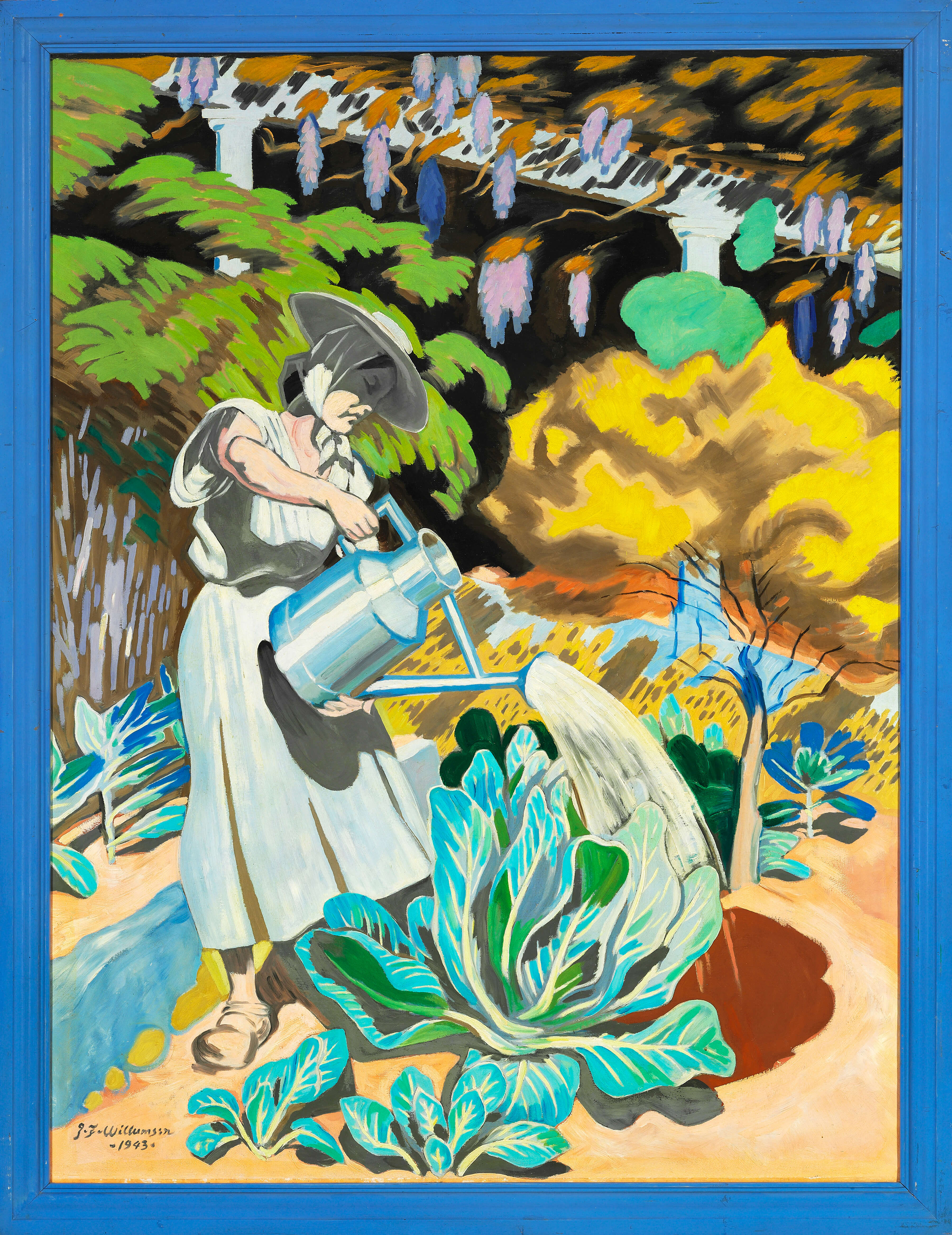 J.F. Willumsen, <i>Madame vander sin kål</i>, 1943, olie på lærred, 165 x 125 cm. Foto: VISDA, Copenhagen 2024, www.visda.dk/ Willumsens Museum, Frederikssund.