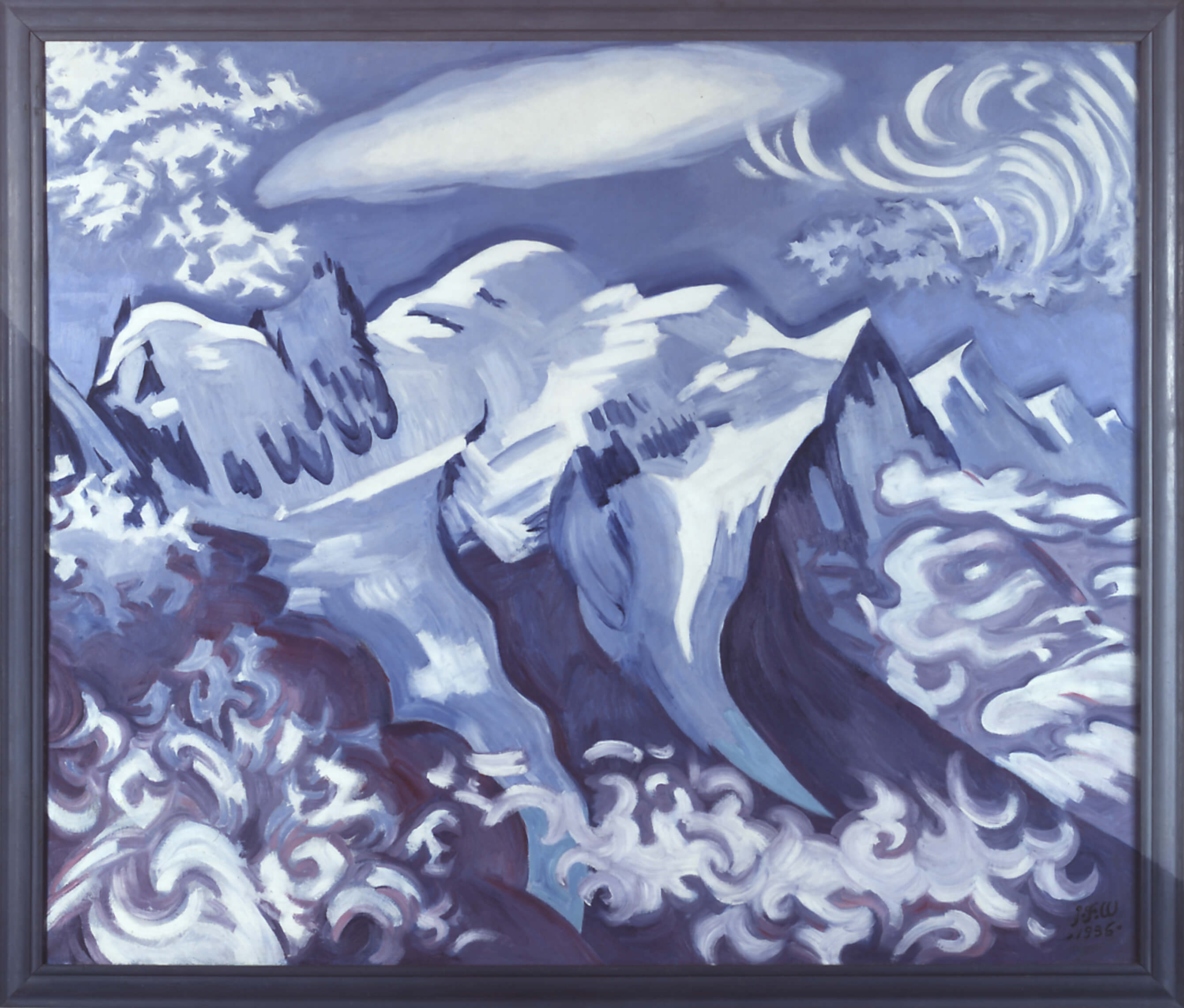 J.F. Willumsen, <i>Mont Blanc i skyer</i>, 1936, olie på lærred, 126 x 150,5 cm. Foto: VISDA, Copenhagen 2024, www.visda.dk/ Willumsens Museum, Frederikssund.