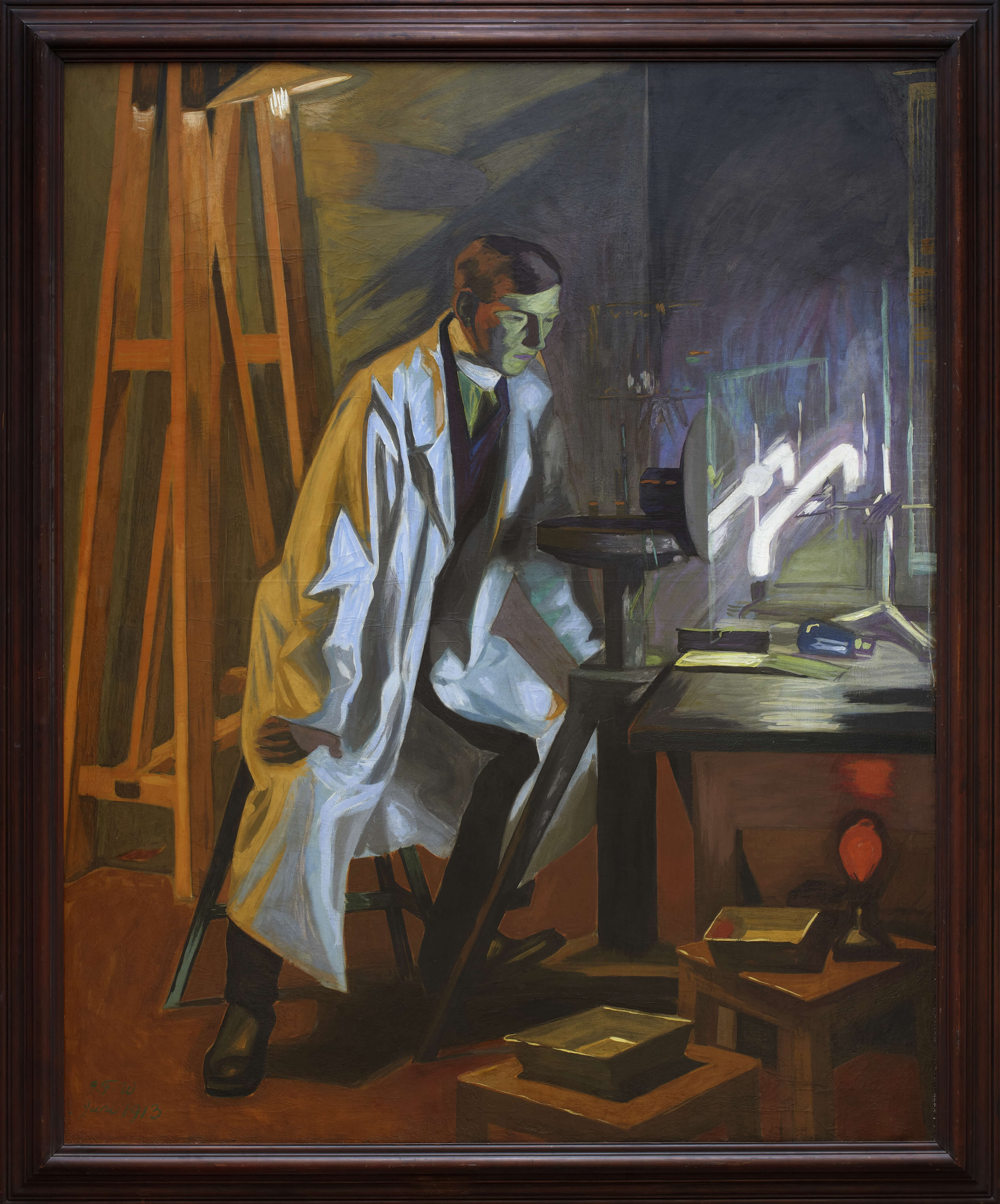 J.F. Willumsen, <i>En fysiker. Generalprøve</i>, 1913, olie og tempera på lærred, 208,5
x 170 cm. Foto: VISDA, Copenhagen 2024, www.visda.dk/ Willumsens Museum, Frederikssund.