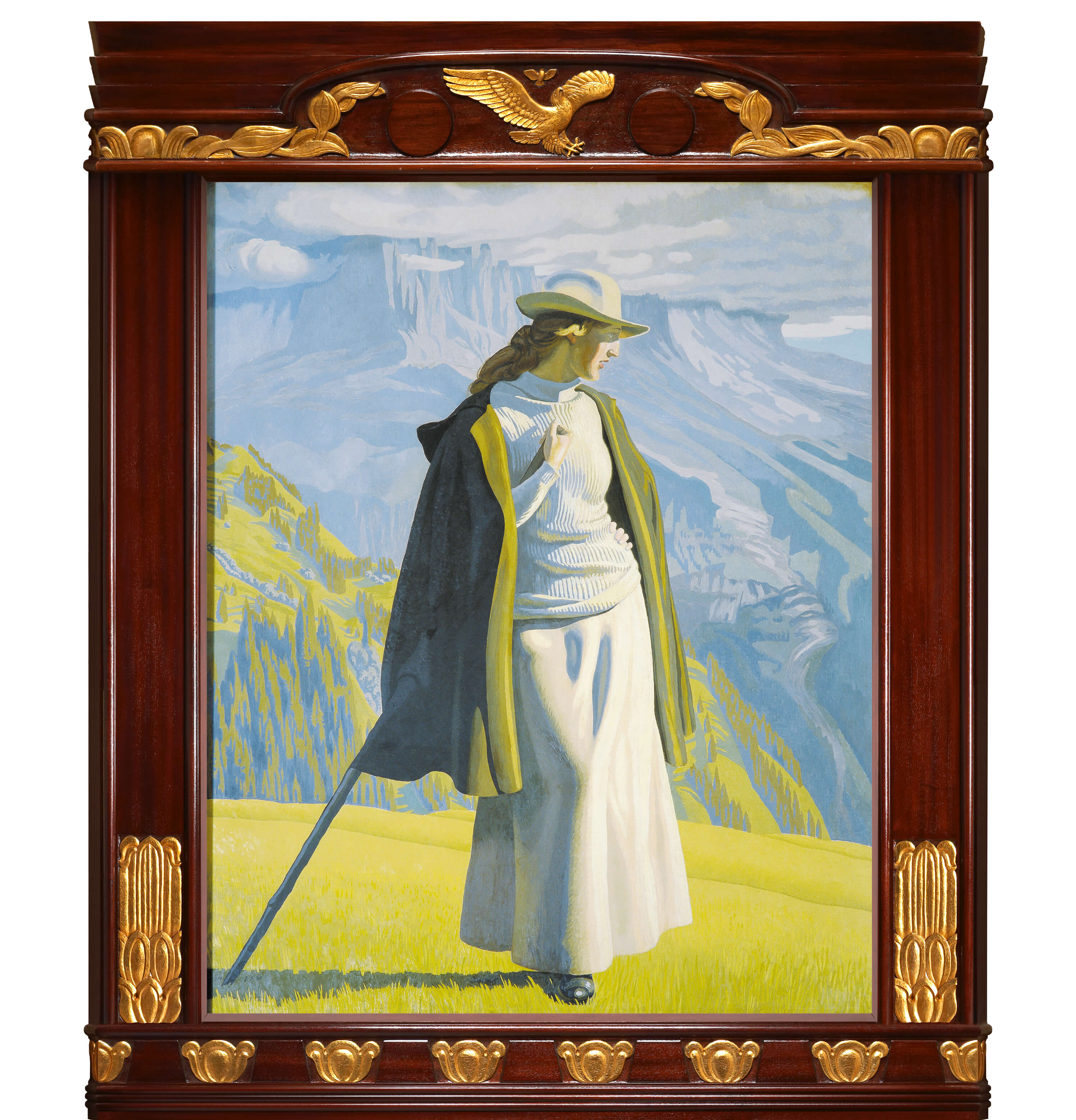 J.F. Willumsen, <i>En bjergbestigerske</i>, 1904, olie på lærred, 271 x 228 cm (mit
Rahmen). Foto: VISDA, Copenhagen 2024, www.visda.dk/ G. A. Hagemanns Kollegium, København