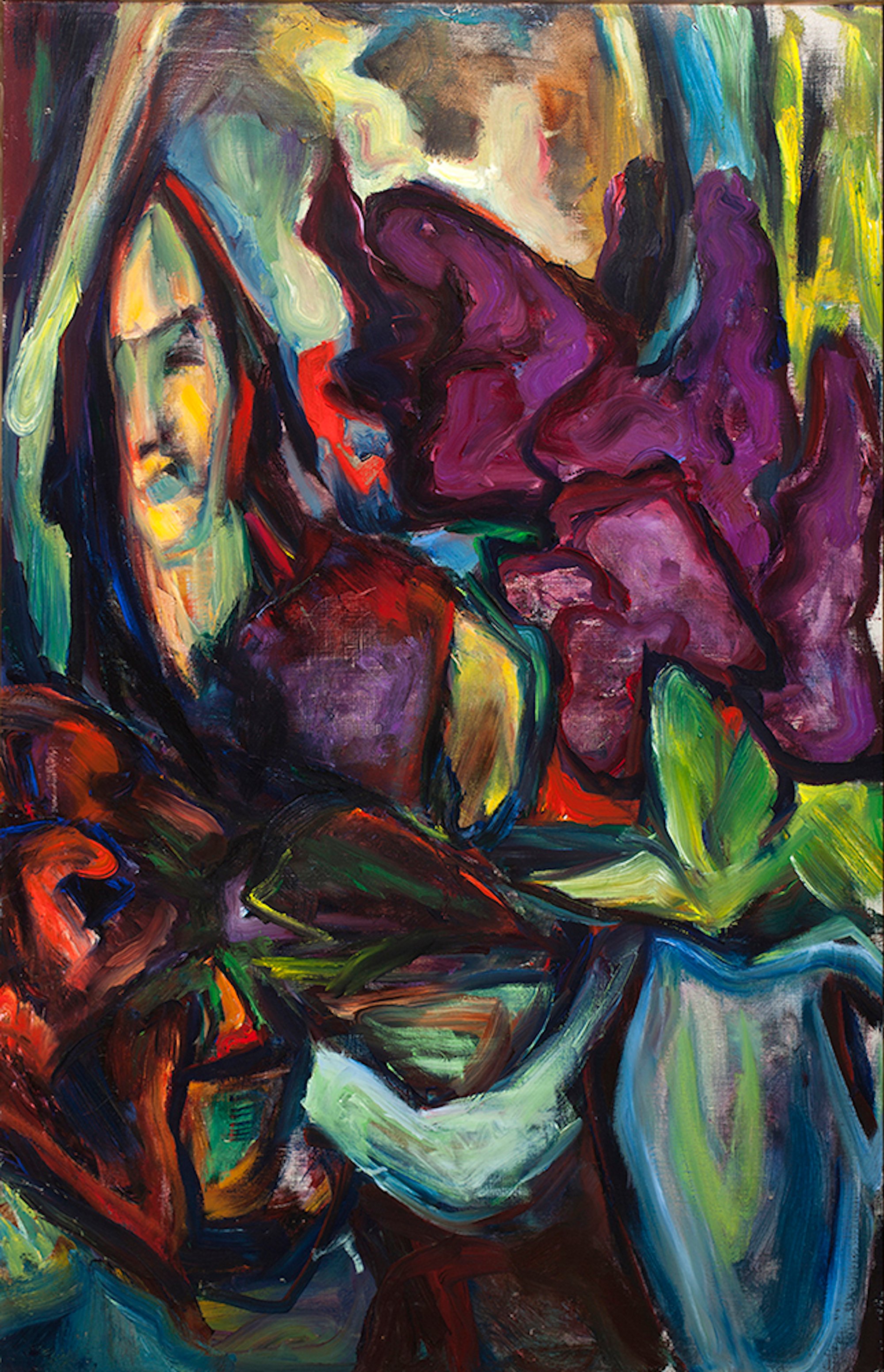 Maria von Heider-Schweinitz (1894–1974), Syrener foran ovalt spejl, 1937. Olie på lærred, 133,0 x 91,5 cm (ramme). Stiftung Schleswig-Holsteinische Landesmuseen Schloss Gottorf