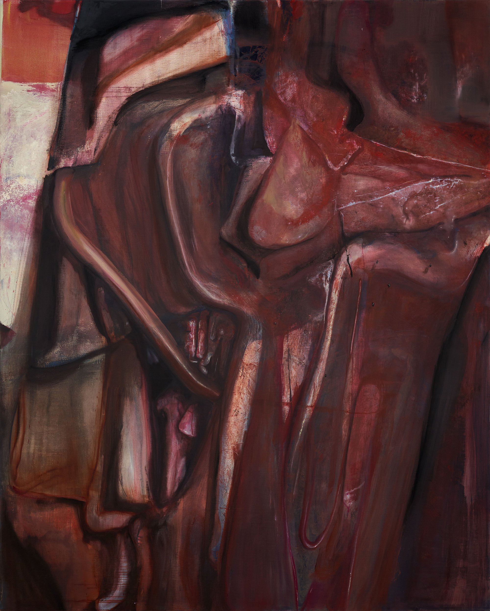 Keunmin Lee, <i>Connected Body</i>,
2024, olie på lærred, 227x182 cm. Venligst stillet til rådighed af kunstneren og PERES
PROJECTS. Foto: Kunsthal Aarhus