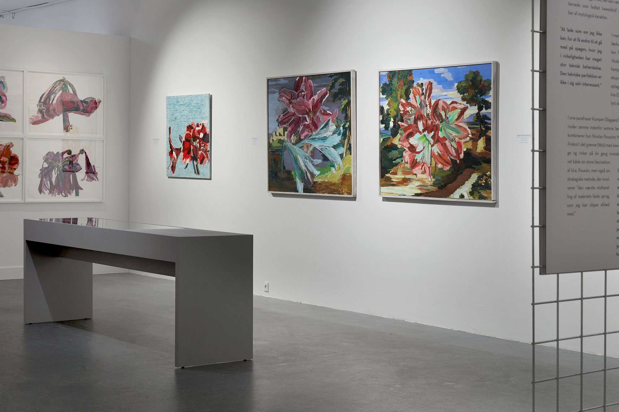 Installationsbillede af <em>Inge Ellegaard </em><i>Billeddomino</i> Sorø Kunstmuseum. Foto Jenny Sundby