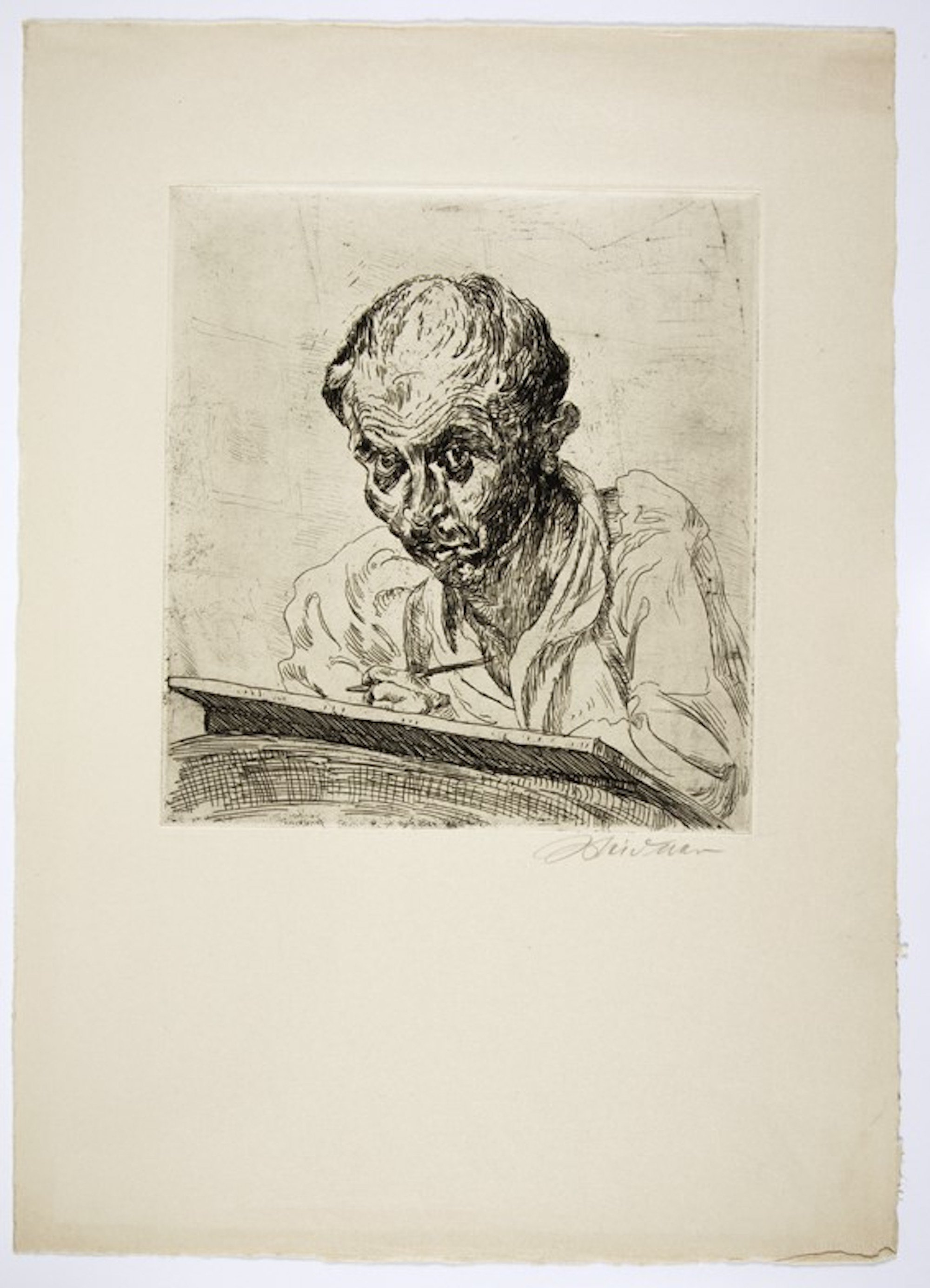 Ludwig Meidner (1884–1966), Selvportræt I (Meidner X), ca. 1923. Radering, 40 x 29 cm (blad). Kunstfond Dr. Hans-Joachim og Elisabeth Bönsch