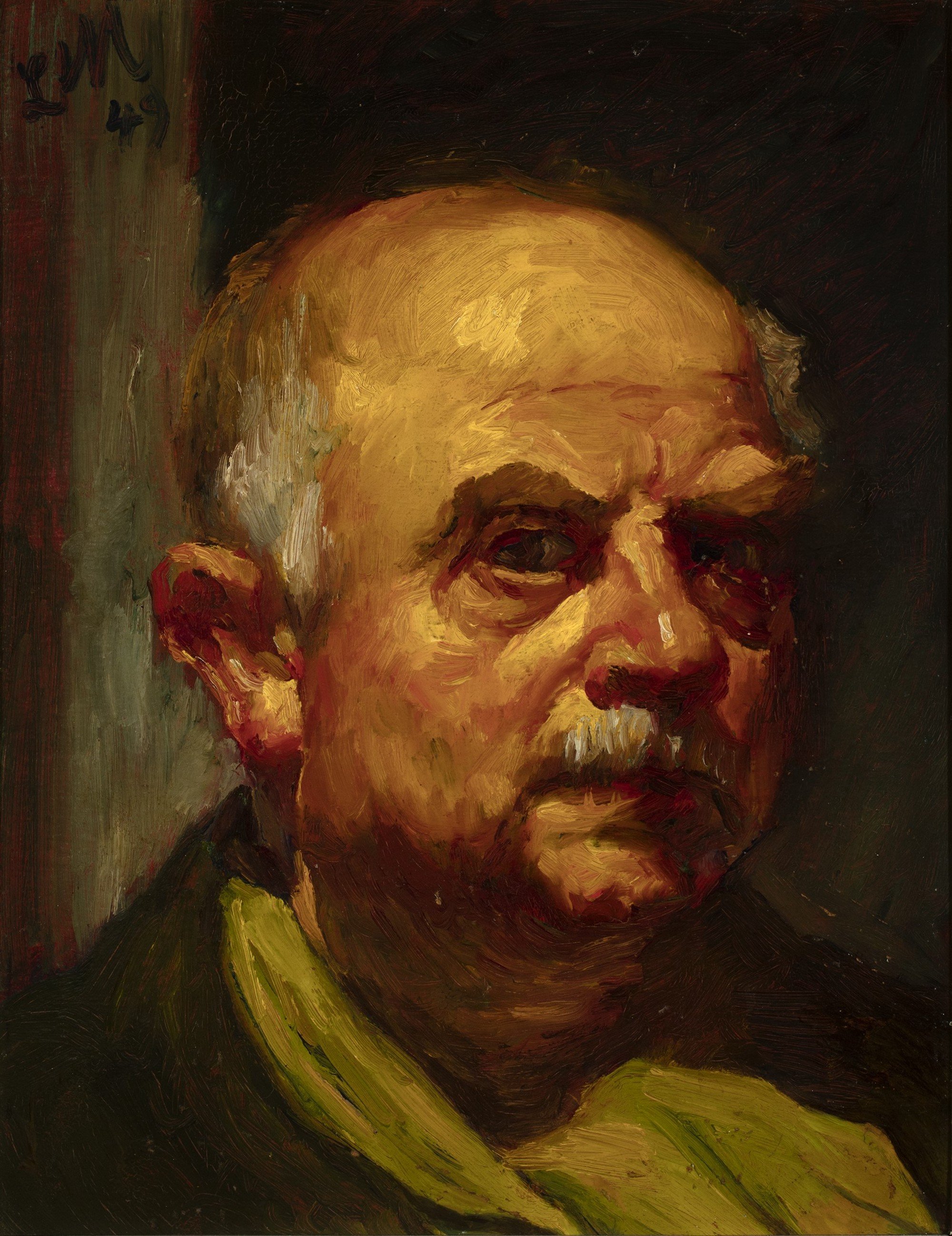 Ludwig Meidner (1884–1966), Selvportræt, 1949. Olie på pap, 41,8 x 32,0 cm. Kunstfond Dr. Hans-Joachim og Elisabeth Bönsch