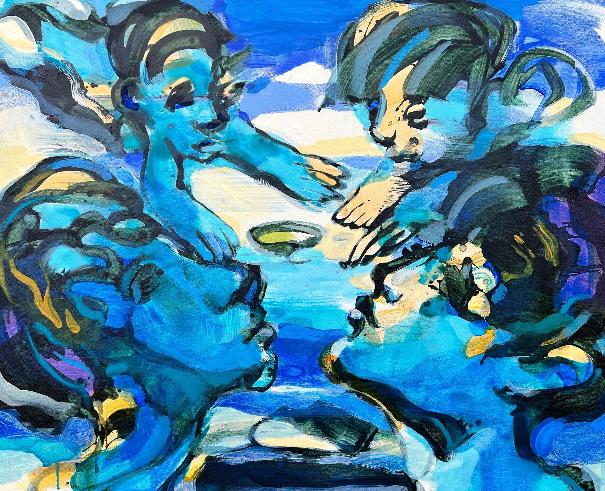 Vilmantas Marcinkevicius FRIENDS FLYING BACK 2024 80x100 cm. Foto: Galleri NB