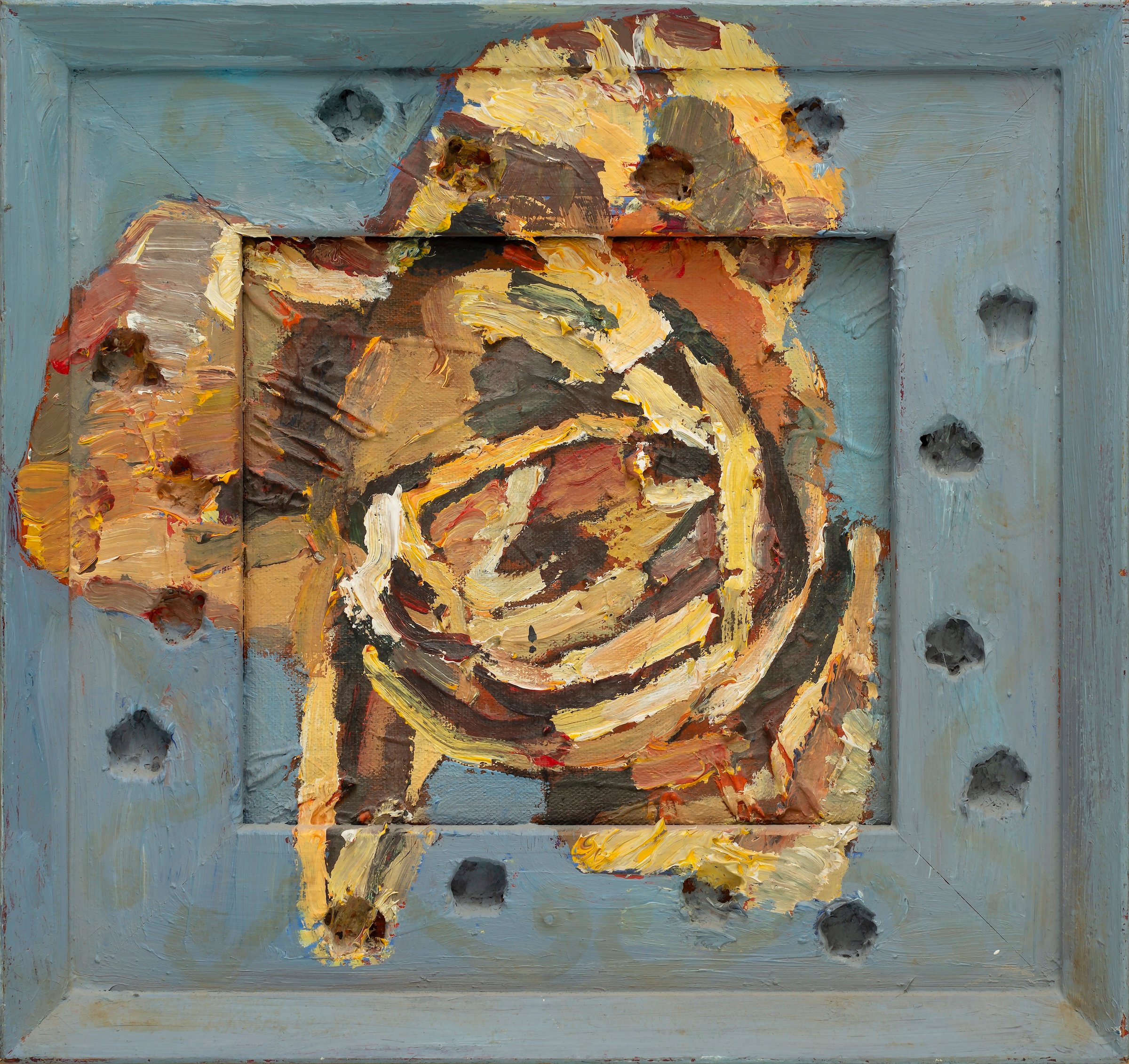 Inge Ellegaard. Gul rose på grå ramme, u.å. privateje. Foto: Jacob Friis-Holm Nielsen