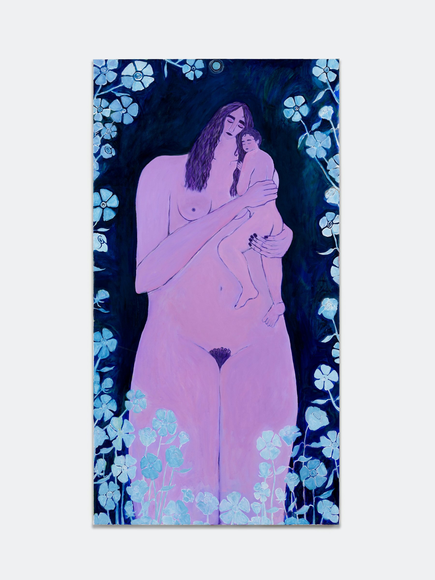 Ida Thorhauge, <i>Madonna and Child</i>, 2024. Olie på lærred 190 x 100 cm. Foto: Malle Madsen