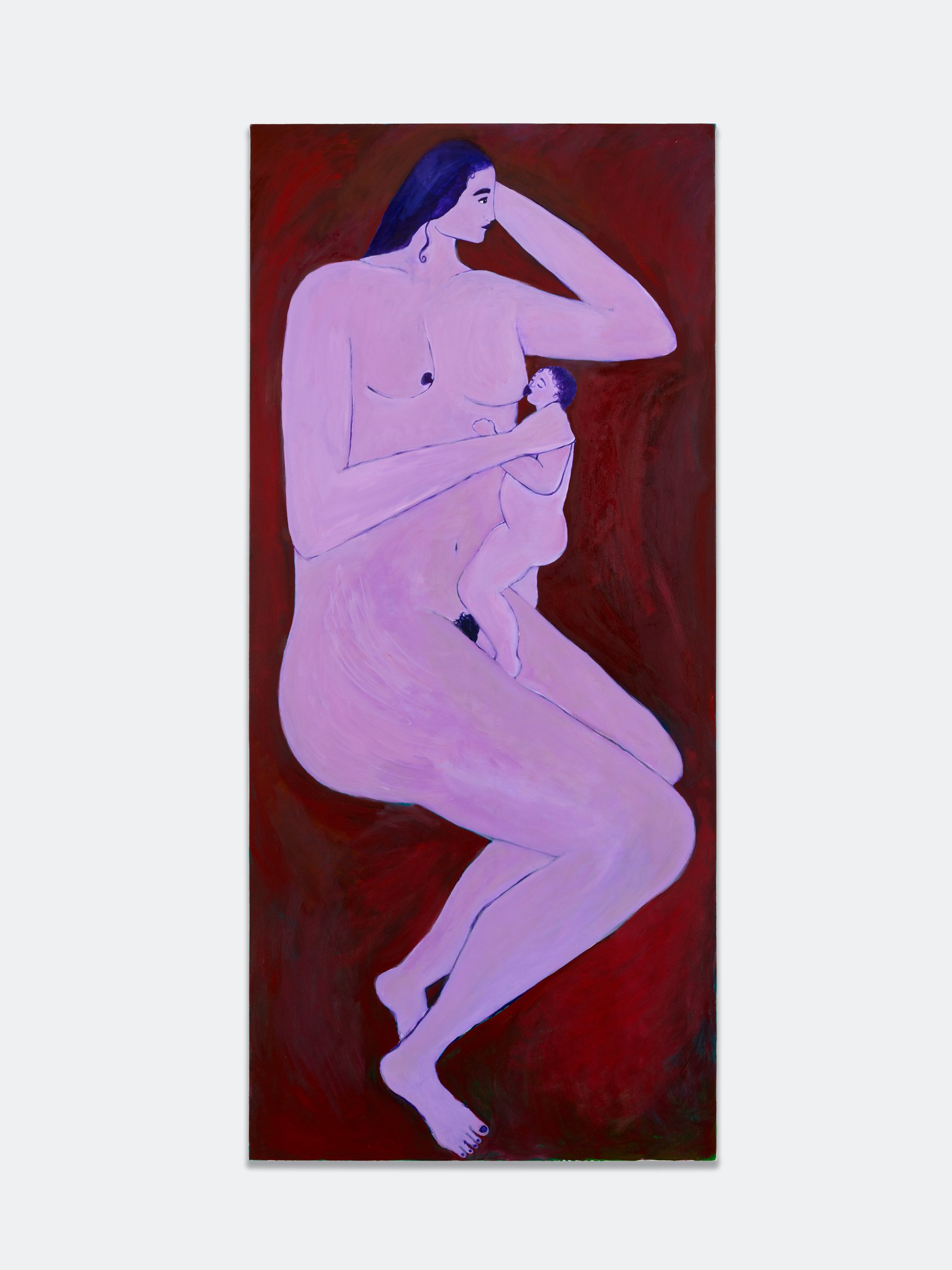 Ida Thorhauge, <i>Milk</i> 2024. Olie på lærred 200 x 90 cm. Foto: Malle Madsen