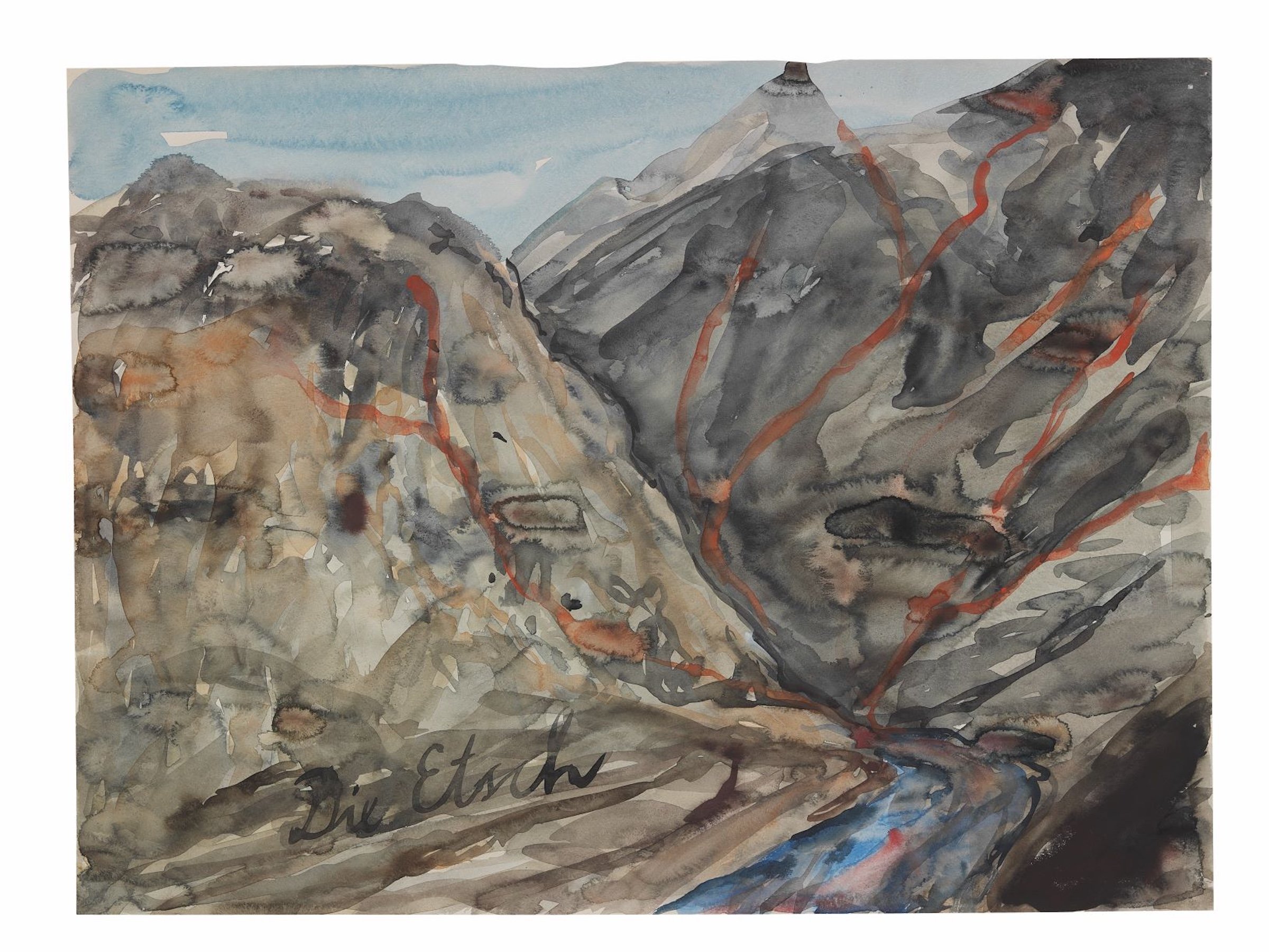 Anselm Kiefer, Adige, akvarel på papir, 1977, © Anselm Kiefer, Photocredit Atelier Anselm Kiefer, Paris