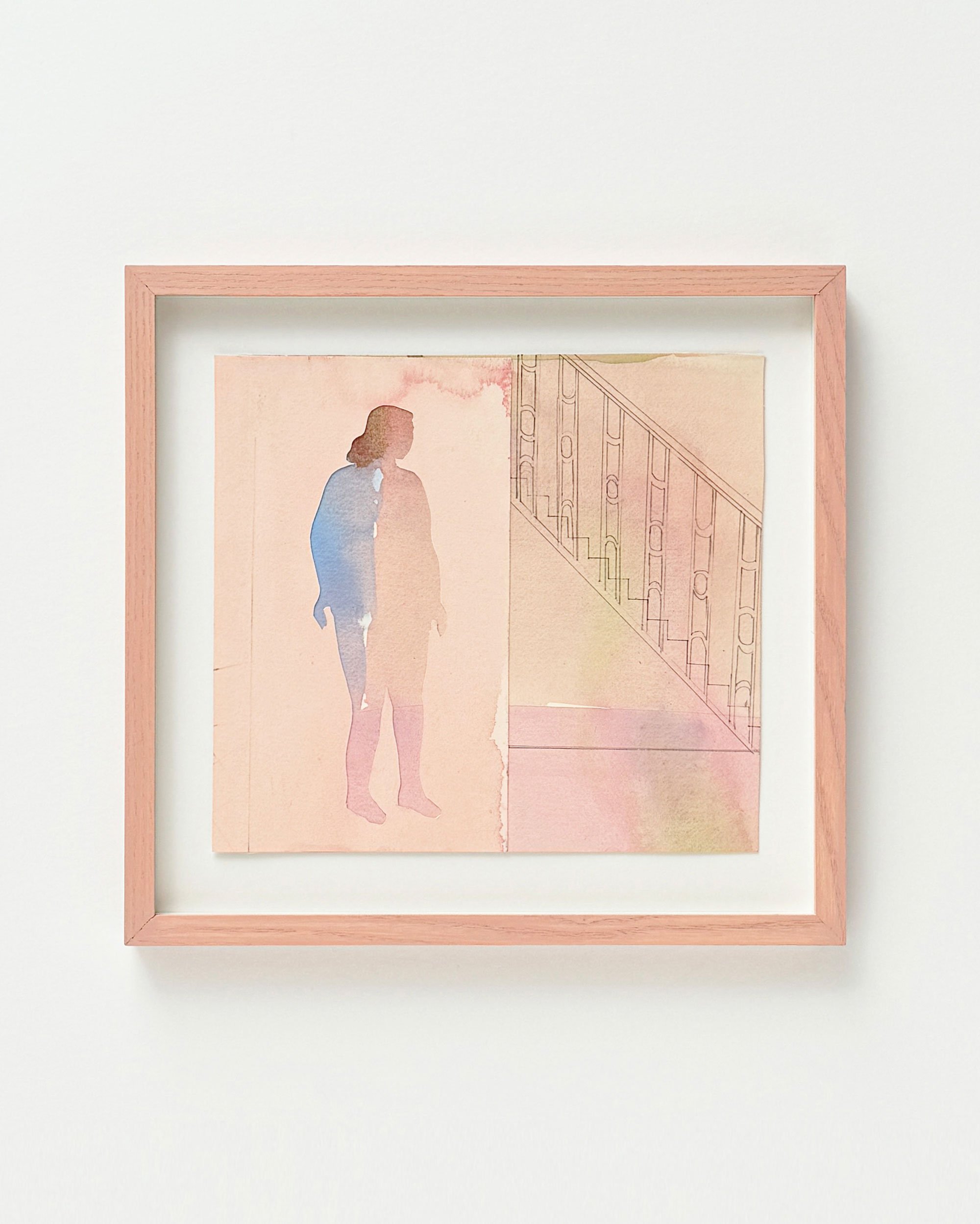 Bobbye Fermie <i>Here I Am</i> 2024. Akvarel collage ca.26,5x23,5cm. Foto: Skitsehandlen