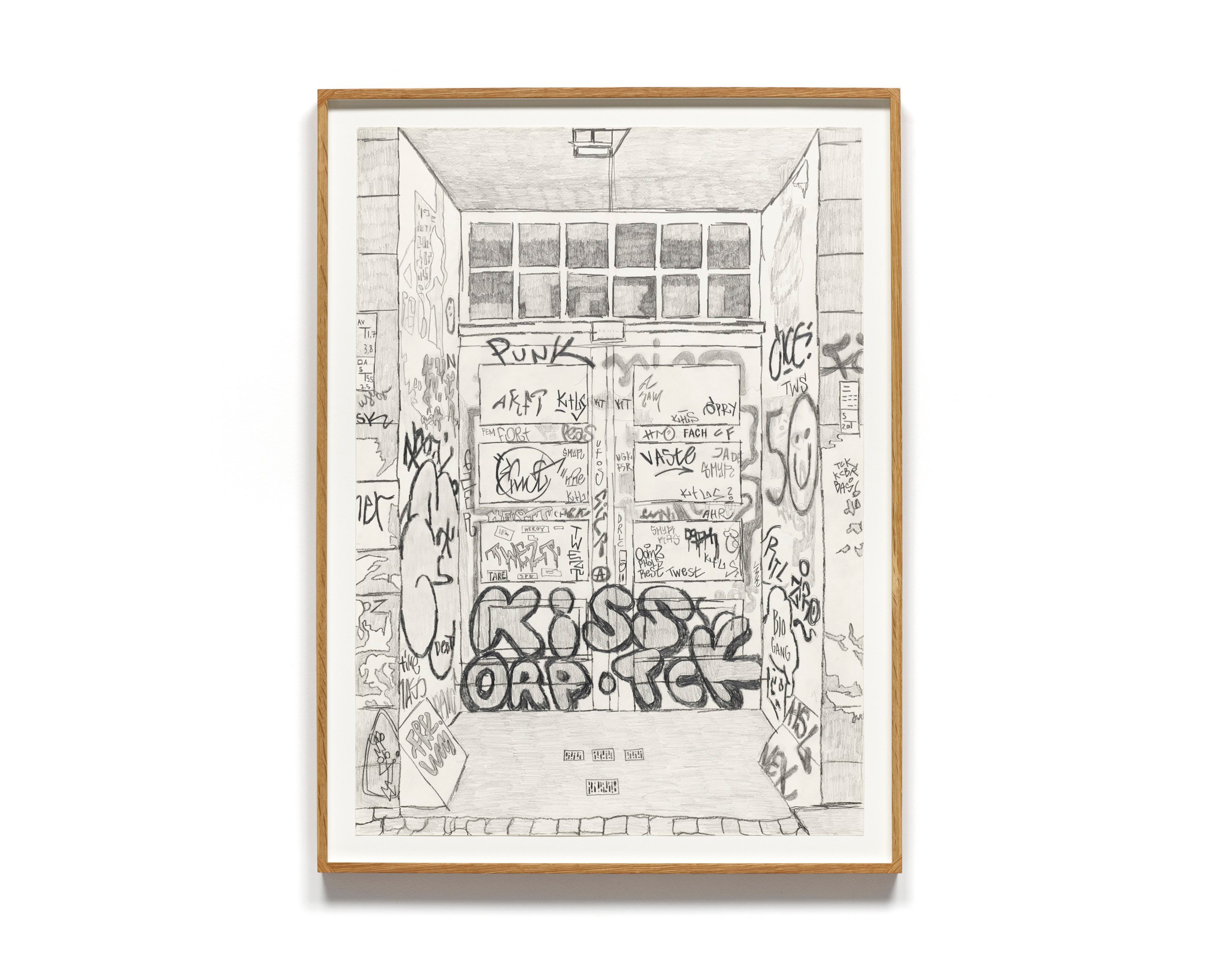 Christian Falsnaes: <em>WRITERS UNITED AGAINST THE GREY</em> (2023). Grafit på papir. Kunstneren og Andersen Contemporary. Foto: Kirstine Mengel.