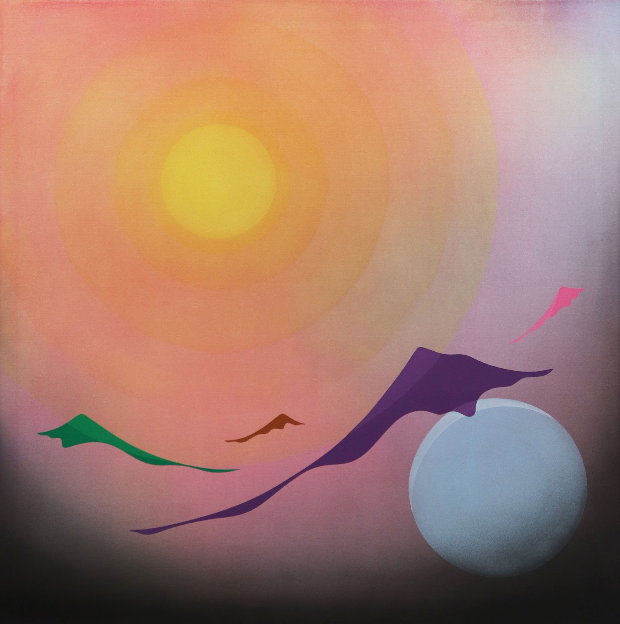 Eske Kath <i> Dawn</i>, 2024. Akryl og japansk blæk på lærred. 180 x 180 cm. Foto: Charlotte Fogh Gallery
