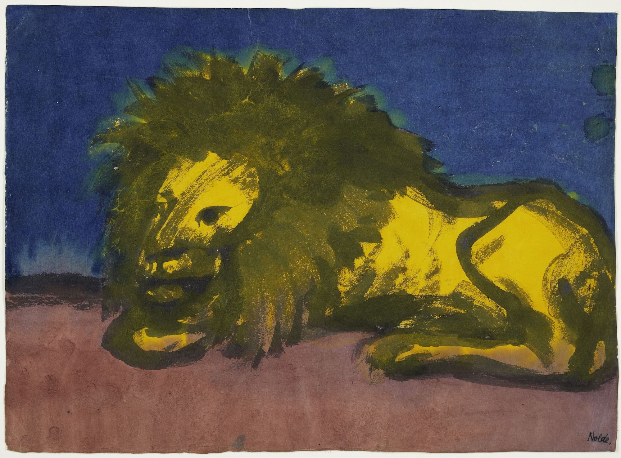Emil Nolde, Liegender Löwe, Aquarell, © Nolde Stiftung Seebüll