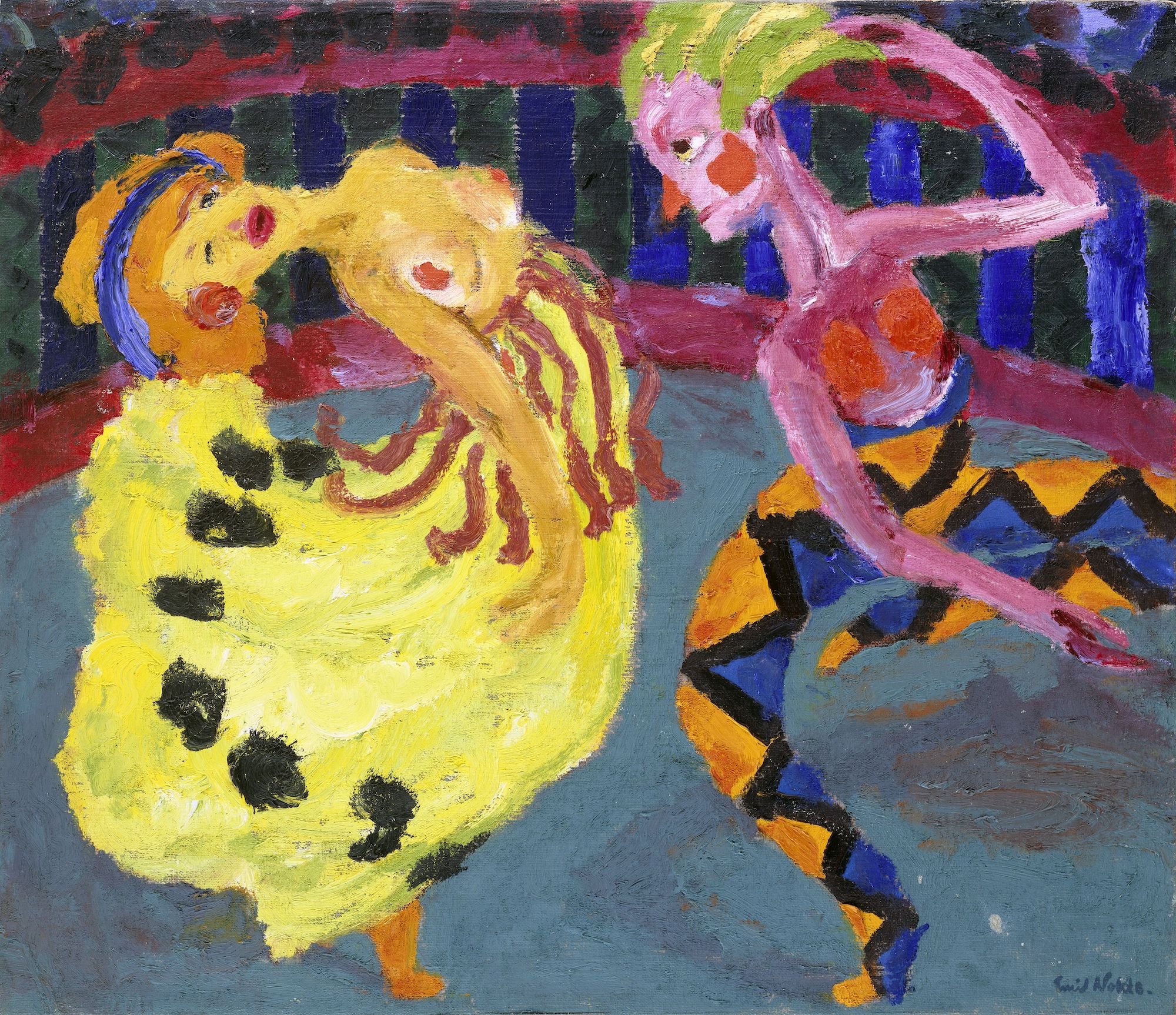 Emil Nolde, Tänzerin und Harlekin, 1920, Gemälde, © Nolde Stiftung Seebüll