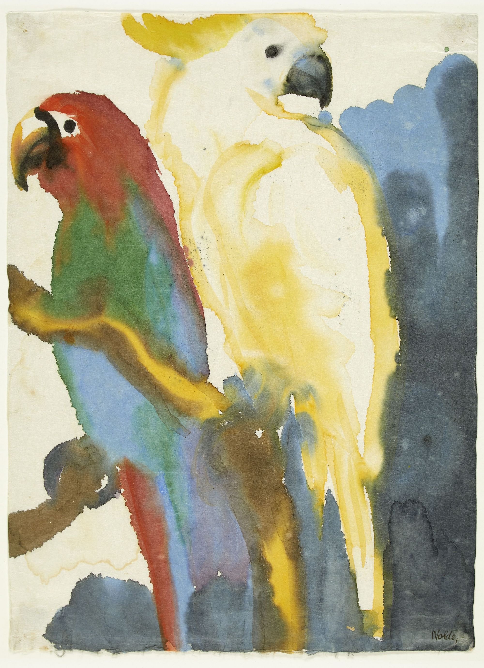 Emil Nolde, Zwei Papageien, 1923-24, Aquarell, © Nolde Stiftung Seebüll