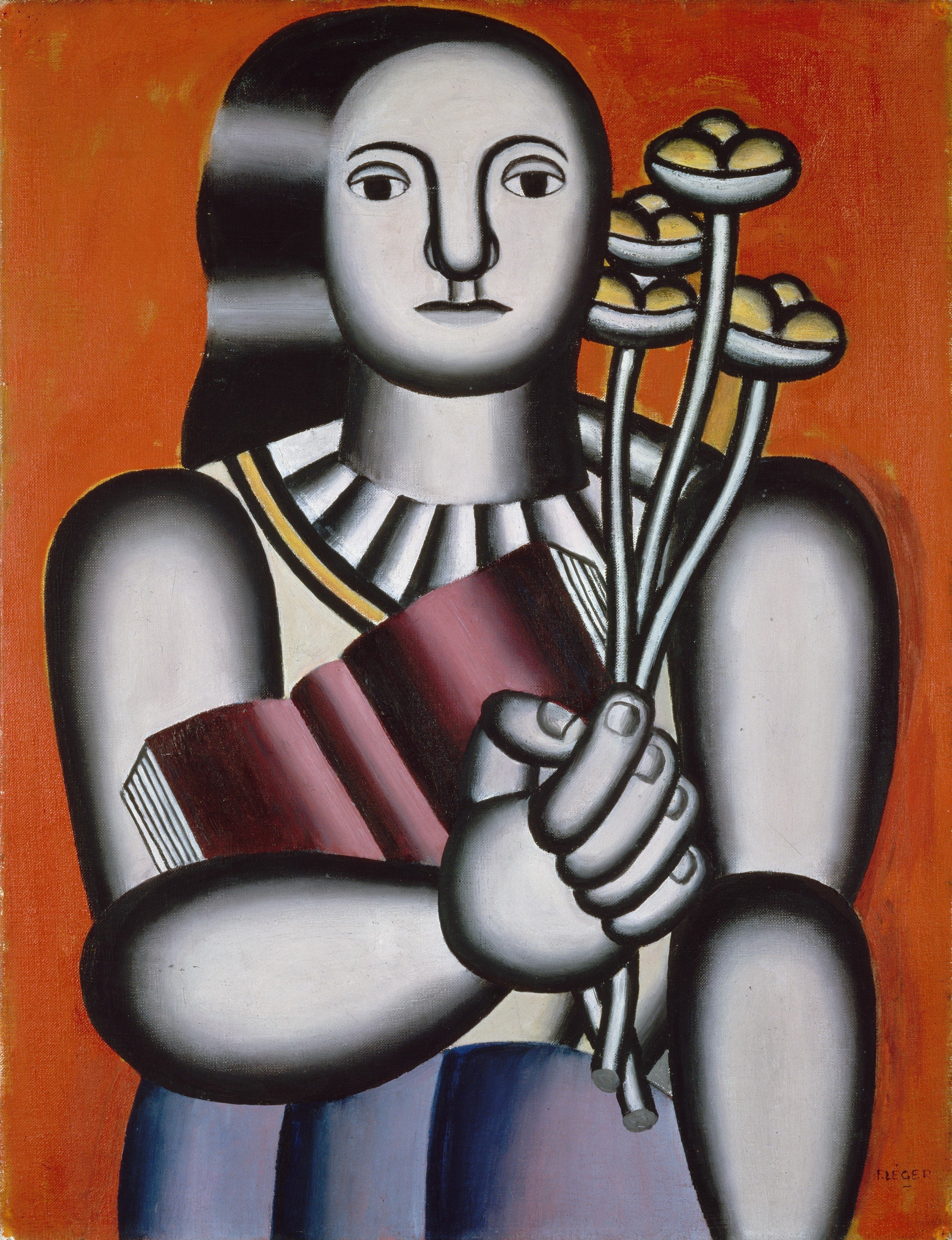 Fernand Léger
<i>Femme au bouquet</i>, 1924
<i>Kvinde med buket
Woman with bouquet</i>
Olie på lærred/Oil on canvas
65 x 50 cm
Donation of Geneviève and Jean Masurel in 1979, LaM –
Lille Métropole musée d’art moderne, d’art
contemporain et d’art brut

© Fernand Léger / VISDA
Photo: Muriel Anssens