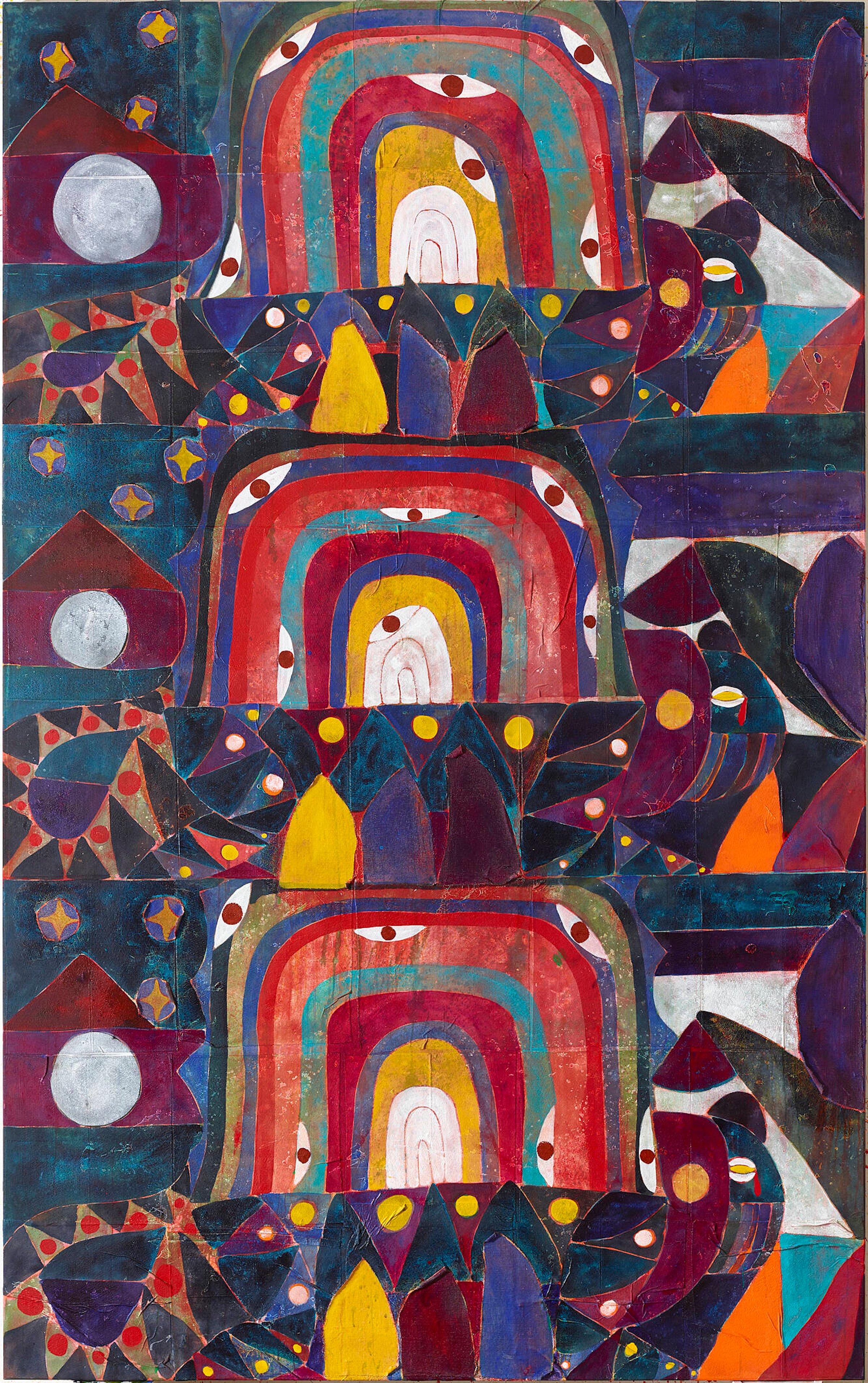 Bocca Baciata (LVlll), 2014, acrylic and fabric collage on canvas, 310 x 195 cm. jpg