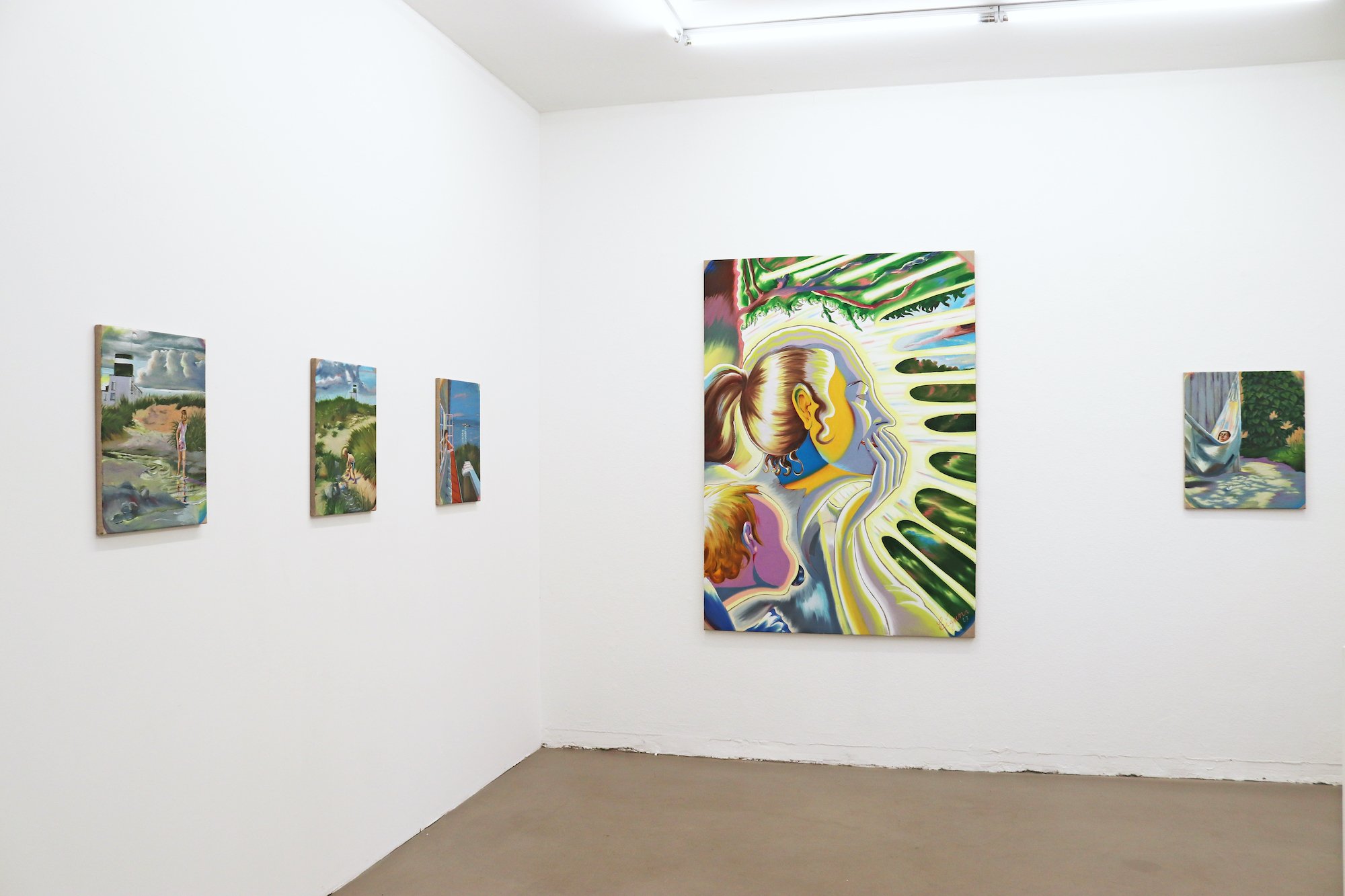 Udstillingsfoto af Martin Bigums udstilling <i>Boblerne (og brandmanden!) i bækken</i>. Foto: Charlotte Fogh Gallery