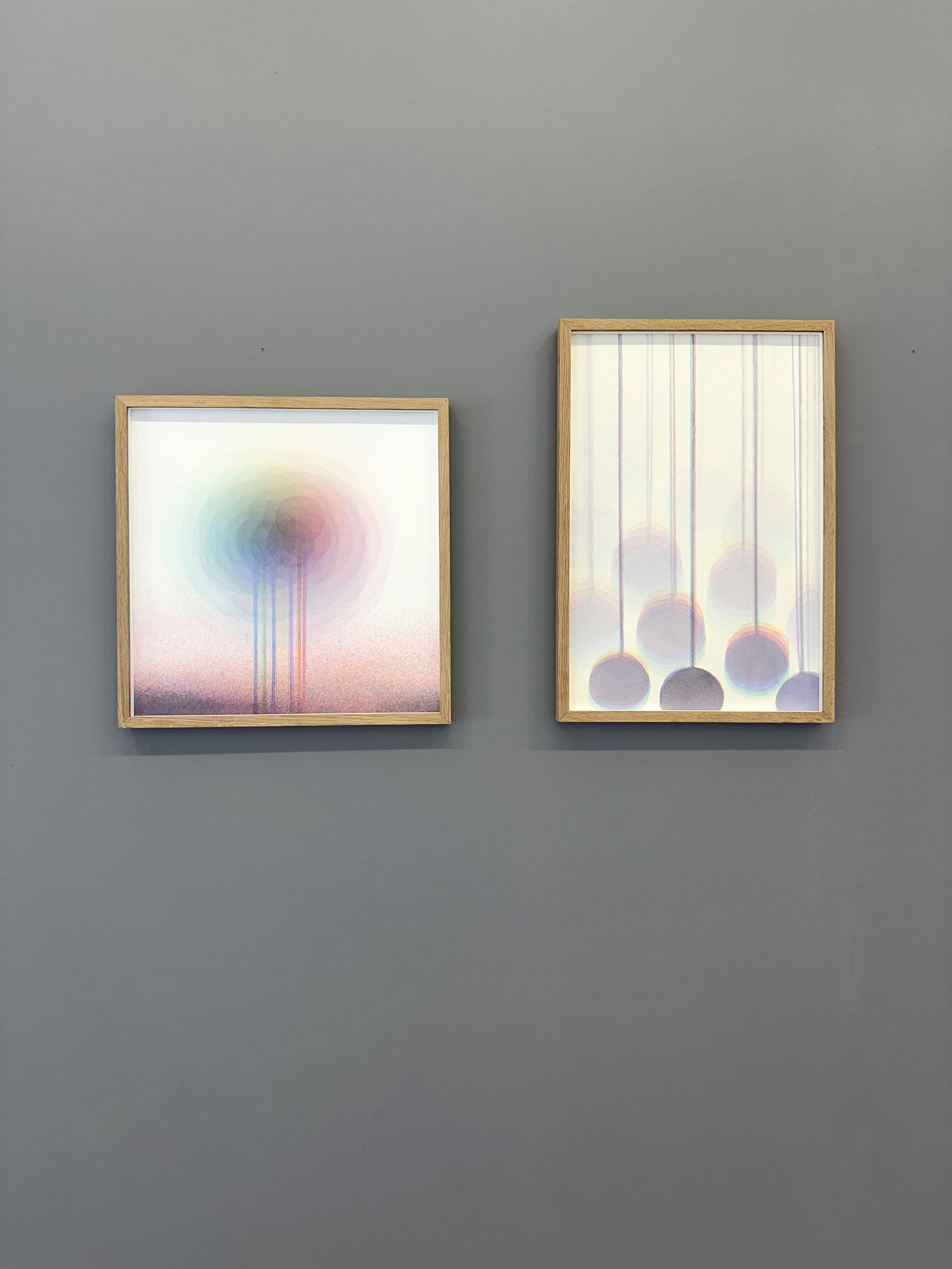 Jaakko Mattila udstilling. Her ses værkerne <i>Beacon II</i> og <i>Gravitas</i>. Foto: Charlotte Brunholt.