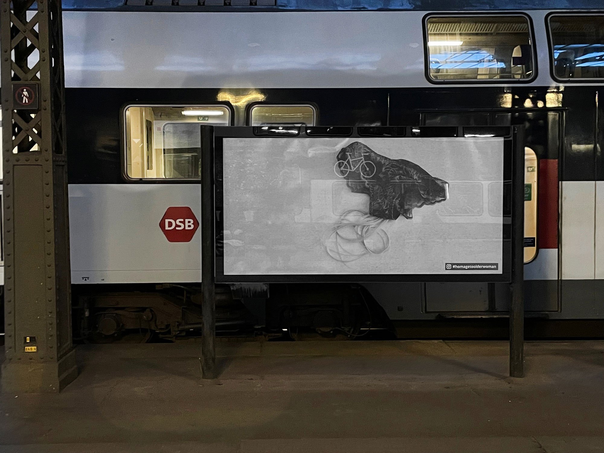 Julie Edel Hardenberg (GL), Billedet viser en tot langt gråt hår, som er vokset ud af et par grå blondetrusser, henlagt et sted – en hyldest til det kvindesind hvis livserfaring rækker ud over kroppens landskab. Foto: Tina Enghoff.