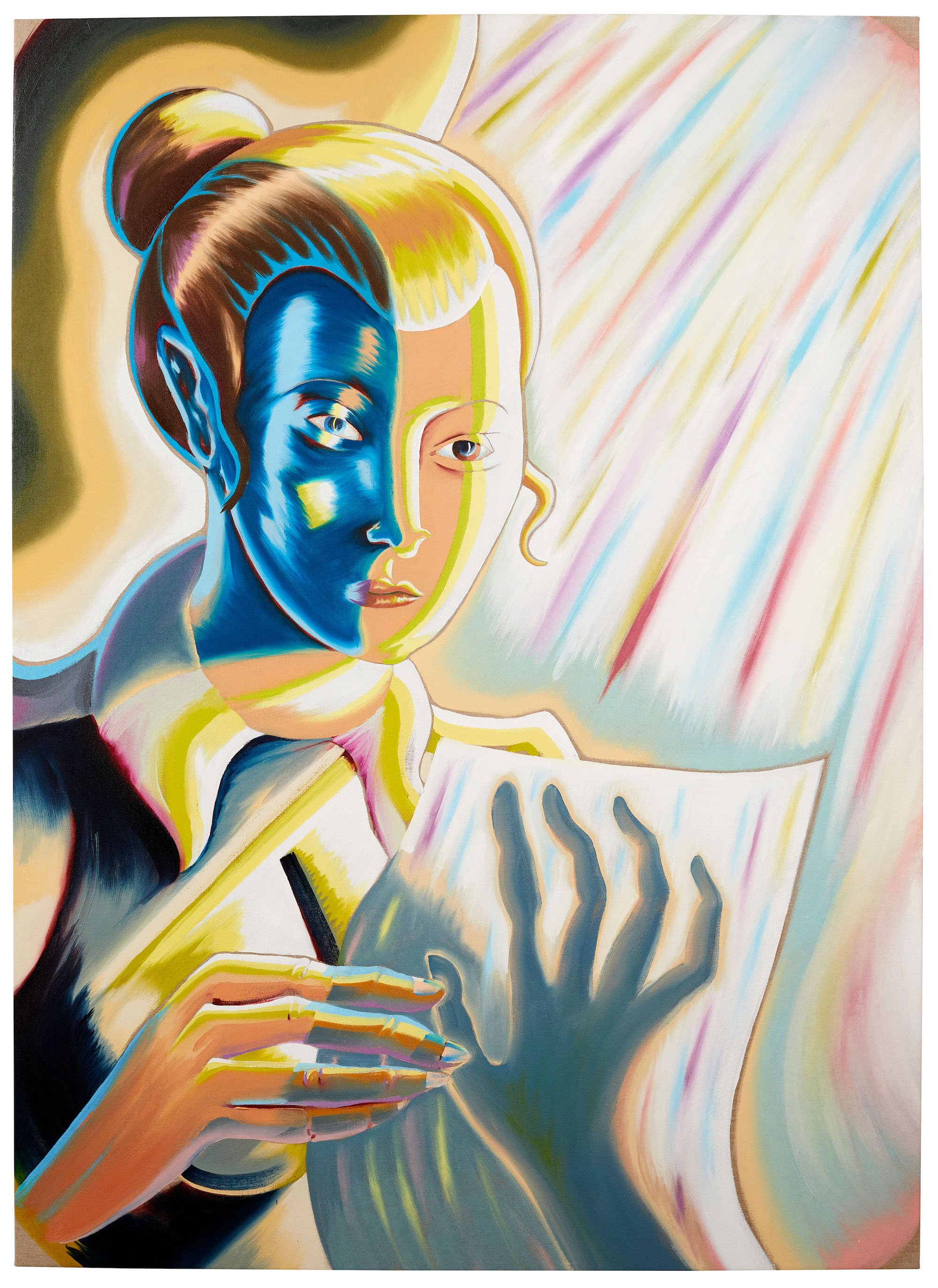 Martin Bigum, <i>Det skrevnes magt / The Power of the Written</i>, 2024. Oil on canvas 175 x 125 cm. Foto: Peter Christian Christensen