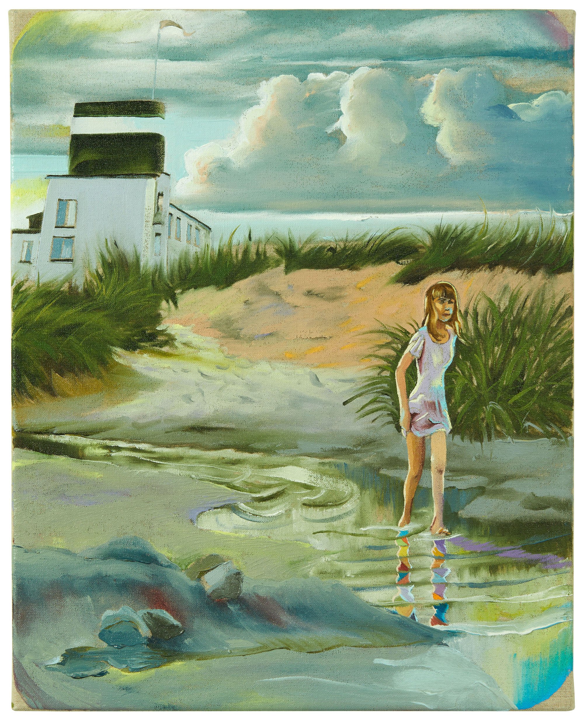 Martin Bigum, <i>Pige I Østerbæk, Hornbæk, 26 maj, 2024, kl. 14.22 </i>, 2024. Oil on canvas 50 x 40 cm. Foto: Peter Christian Christensen