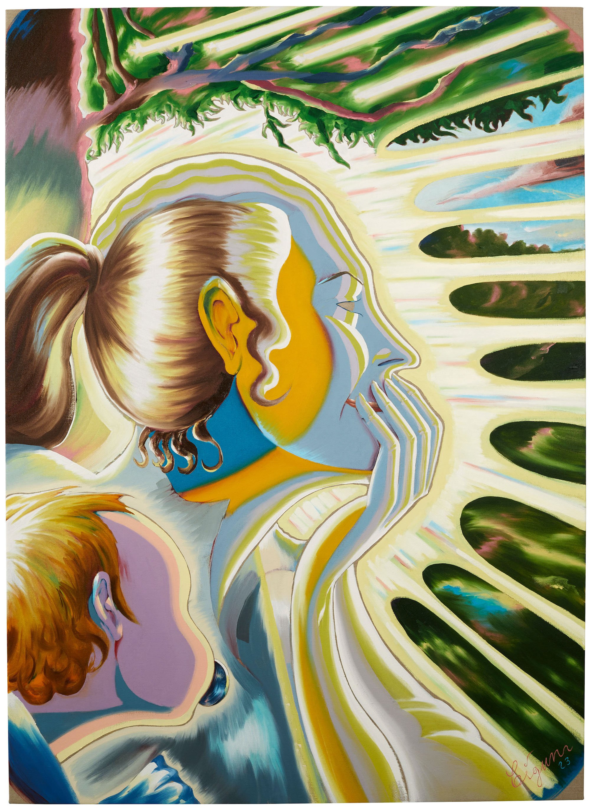 Martin Bigum <i>Indsigten (Ulvetimen) / The Insight (Wolfs Hour)</i>, 2023-24. Oil on canvas 175 x 125 cm. Foto: Peter Christian Christensen
