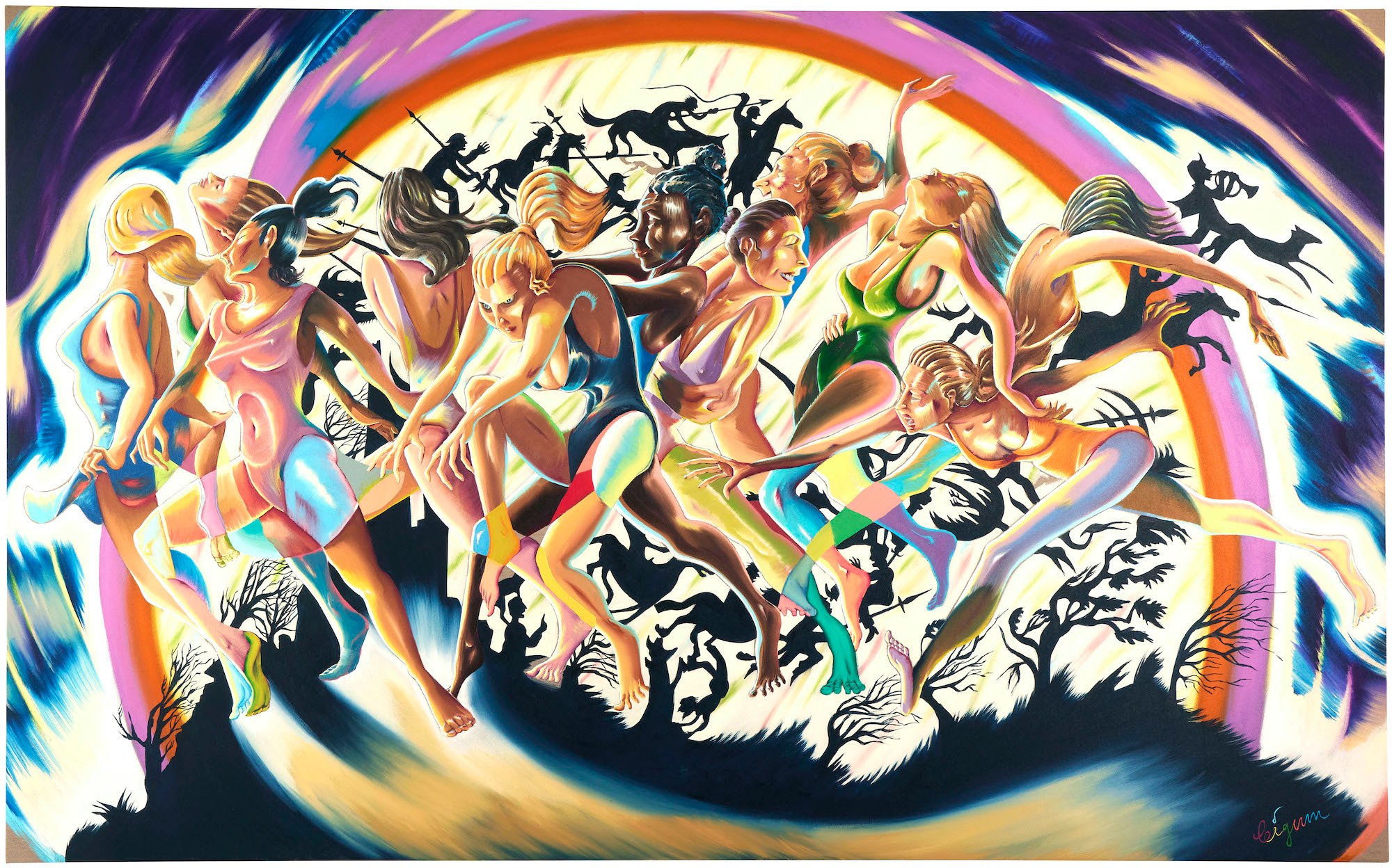 Martin Bigum <i>Fælles fodslag / Common Ground</i>, 2024. Oil on canvas 160 x 260 cm. Foto: Peter Christian Christensen