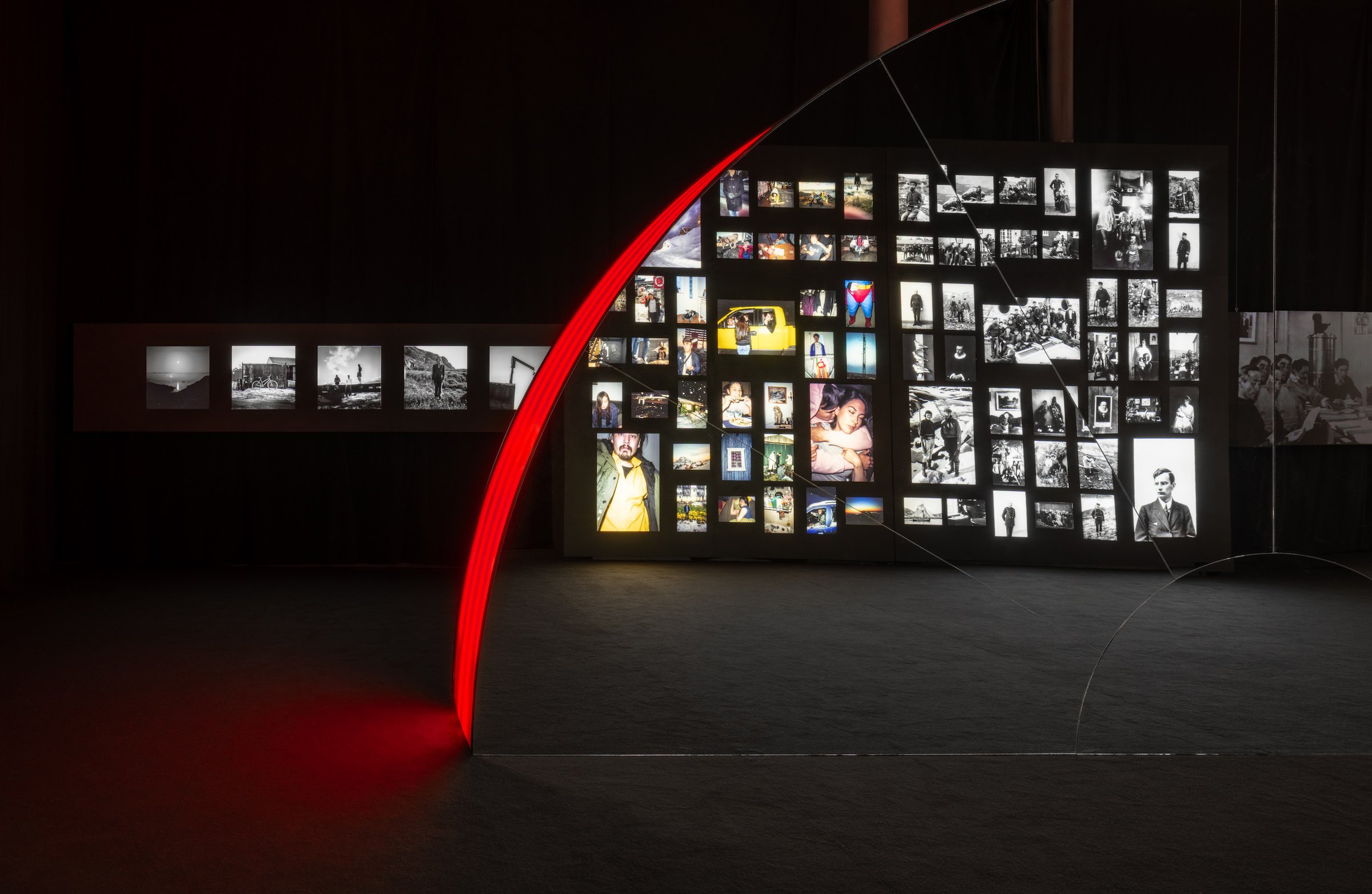 Installation view. <em>Rise of the Sunken Sun</em>, Inuuteq Storch, Fotografisk Center. 2025. Photo by David Stjernholm