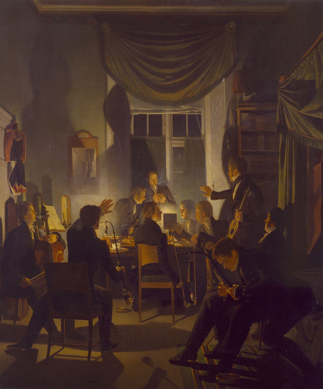 Wilhelm Bendz, <i>Et tobaksselskab, Justitsråd Jürgensens søndagsselskab </i>, 1818. Ny Carlsberg Glyptotek. Foto: Ny Carlsberg Glyptotek
