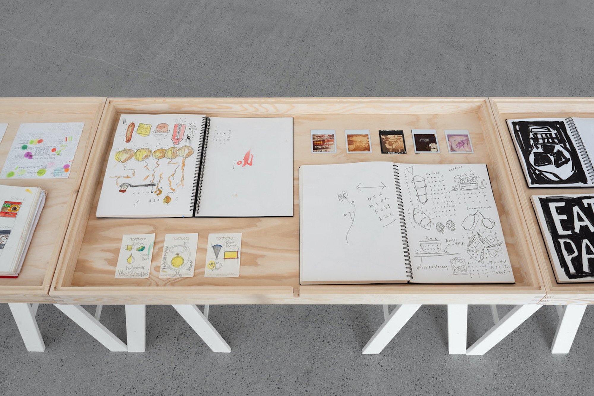 Paul Cunningham presents five drawn menus, udstillingsvisning på umbrella | west coast exhibitions 2025, alle værker med tilladelse fra kunstneren og Maxus101. Foto: Jacob Friis-Holm Nielsen.