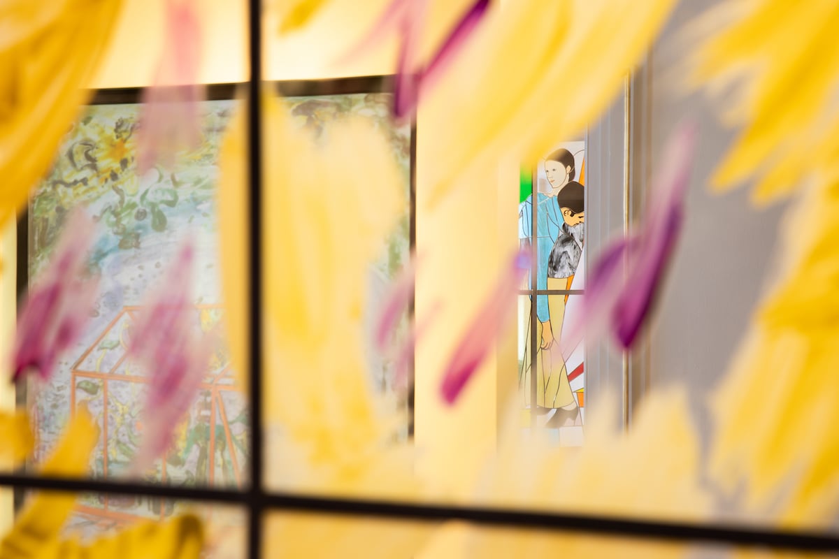 Esben Weile Kjær, <em>Billboard 2</em>, 2022 set gennem Jens Birkemose, <em>Uden titel,</em> 1982. Foto: Kasper Palsnov