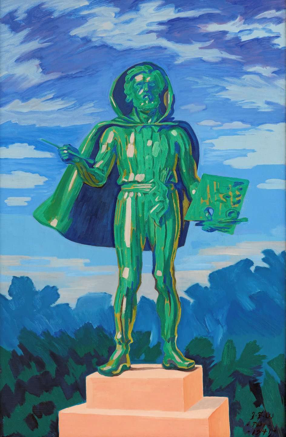 J.F. Willumsen: <i>Projekt til en statue som “Kunstmaleren”</i>, 1941. Olie på lærred, 101 x 65 cm. J.F. Willumsens Museum.