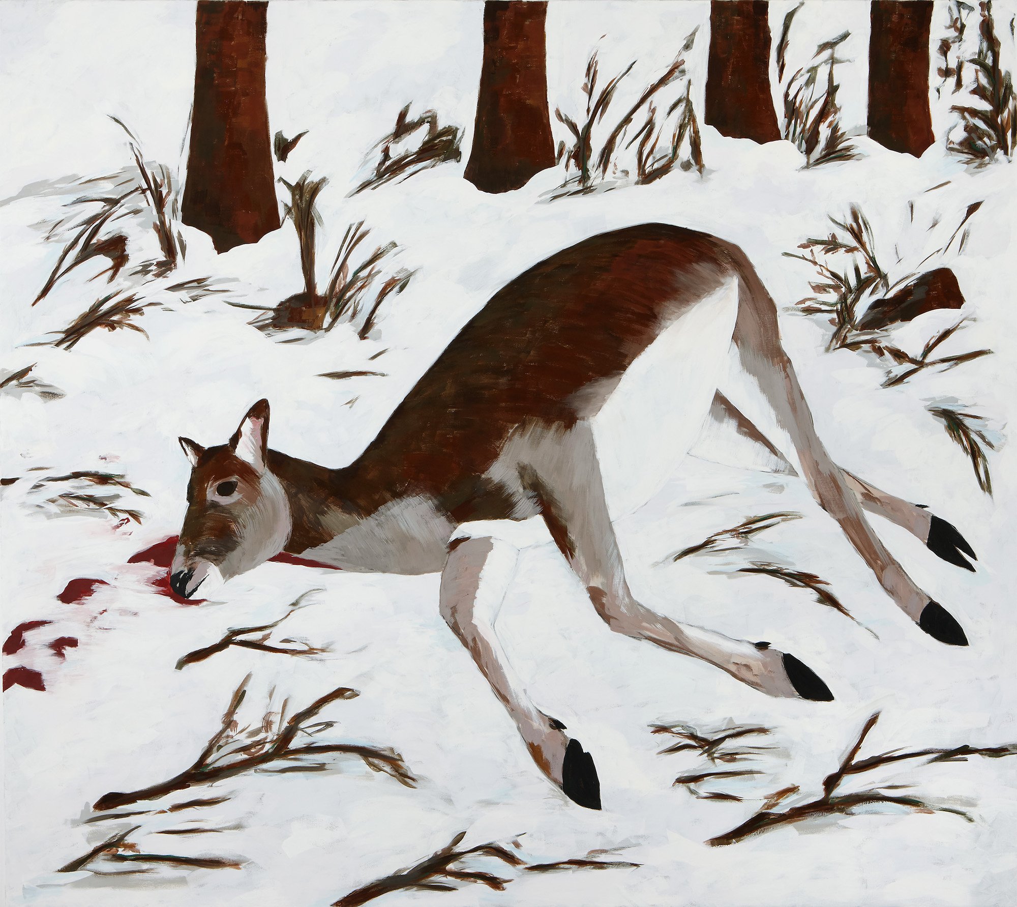 Anette Abrahamsson, Dead deer lying in the snow, 2016. Udlånt af kunstneren. Foto Simon Lautrop