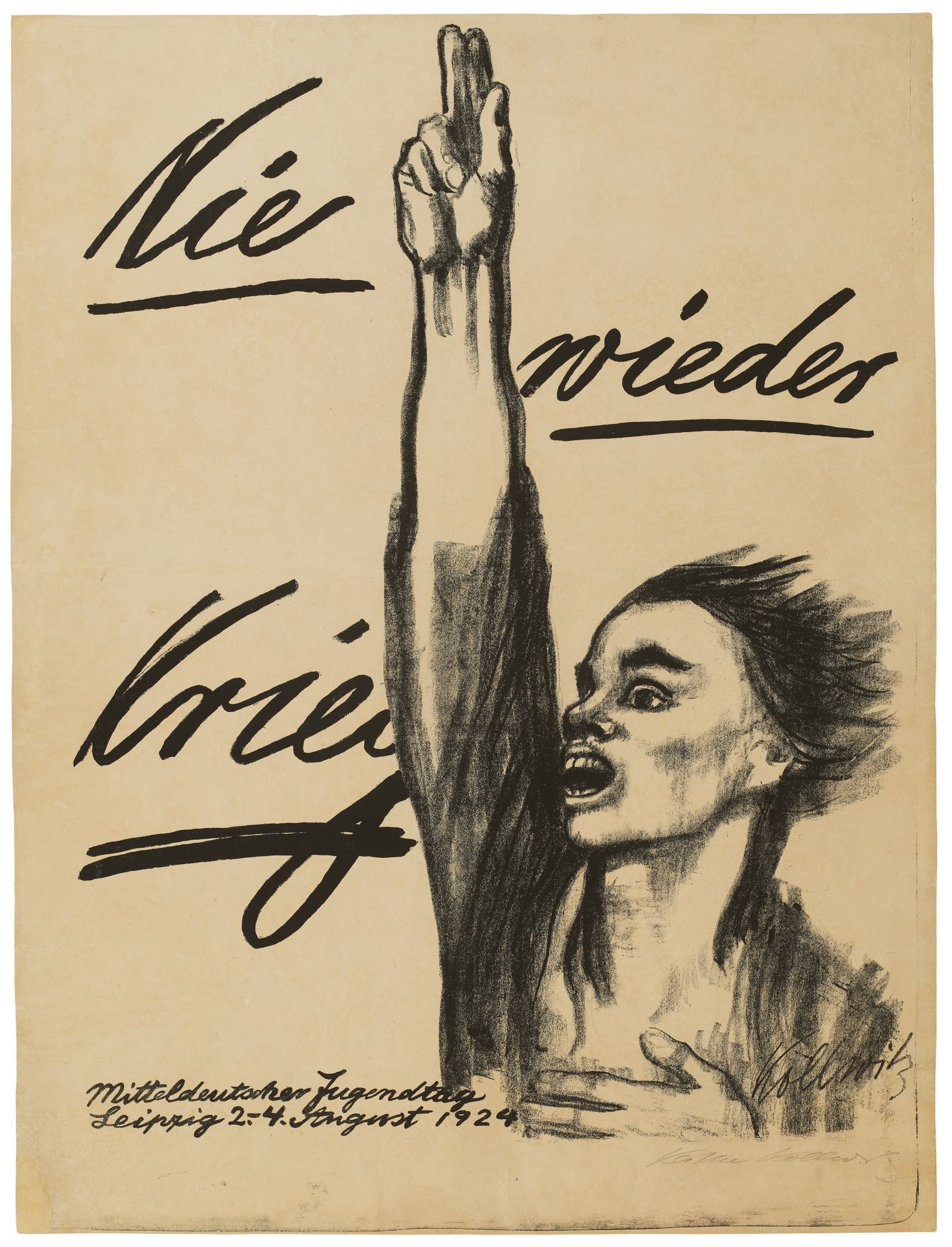 Käthe Kollwitz: <em>Aldrig mere krig</em>, plakat, 1924, Kridt- og pensellitografi, Käthe Kollwitz Museum Köln.