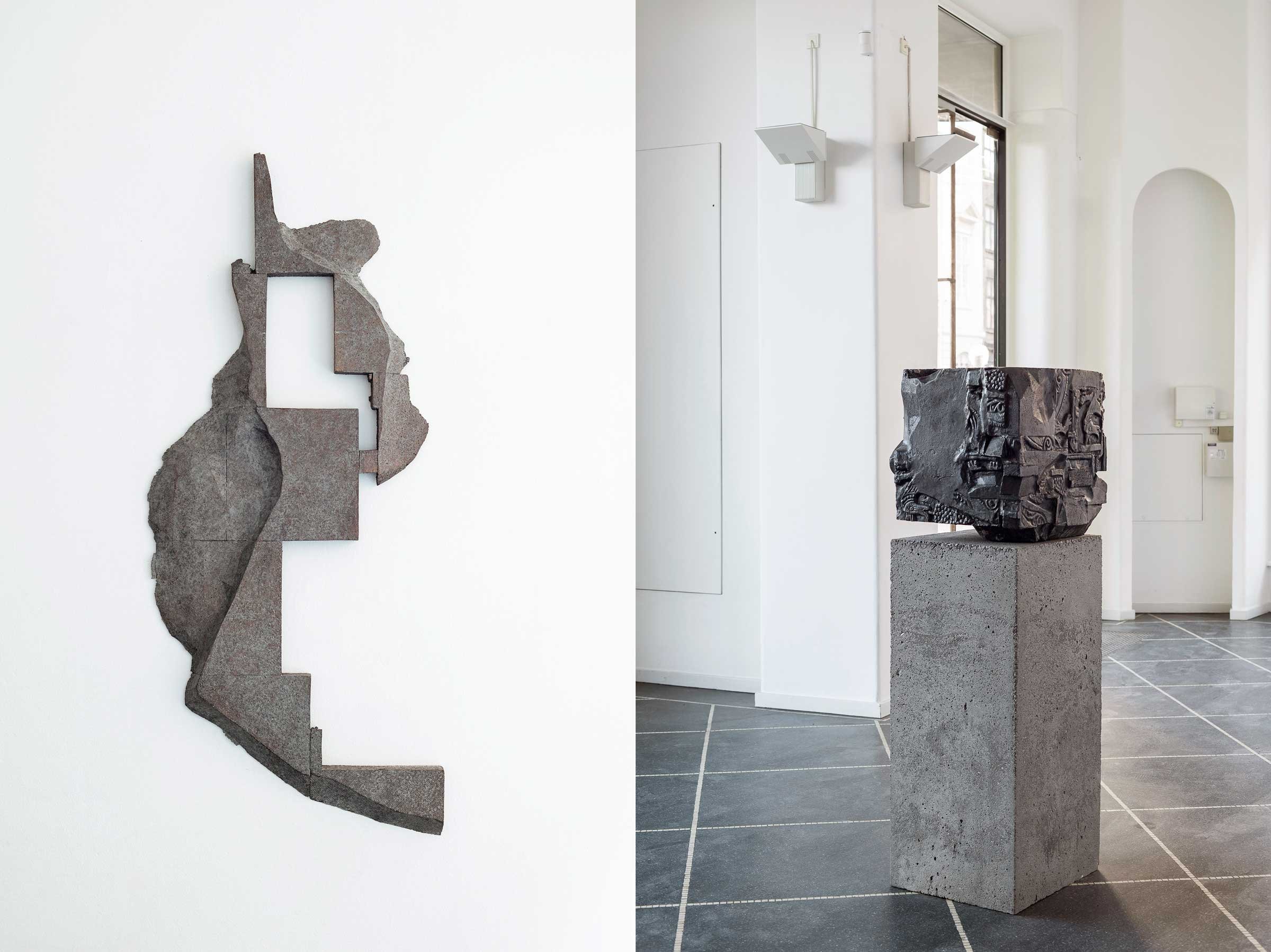 Fredrik Tydén: <i>E_7_12</i>, 2022. Foto: Galleri Susanne Ottesen / <i>Dead Reckoning (Og firkanterne drypper videre) 1</i>, 2021. Foto: Stine Heger