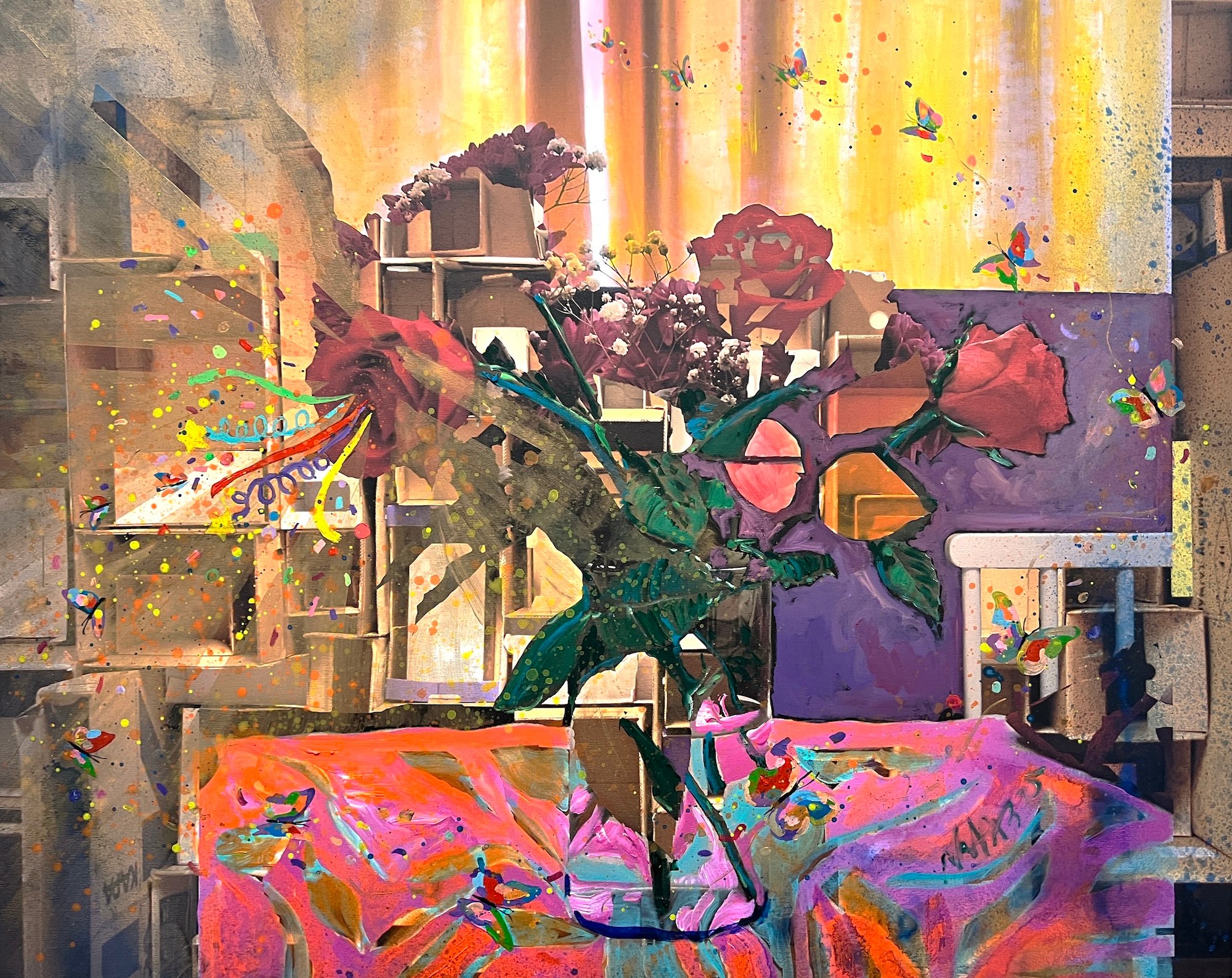 NANA RHB, BUTTERFLIES, BLOOMS AND THE SPIRIT OF JOY, 80 x 100 cm. Foto: Galleri NB