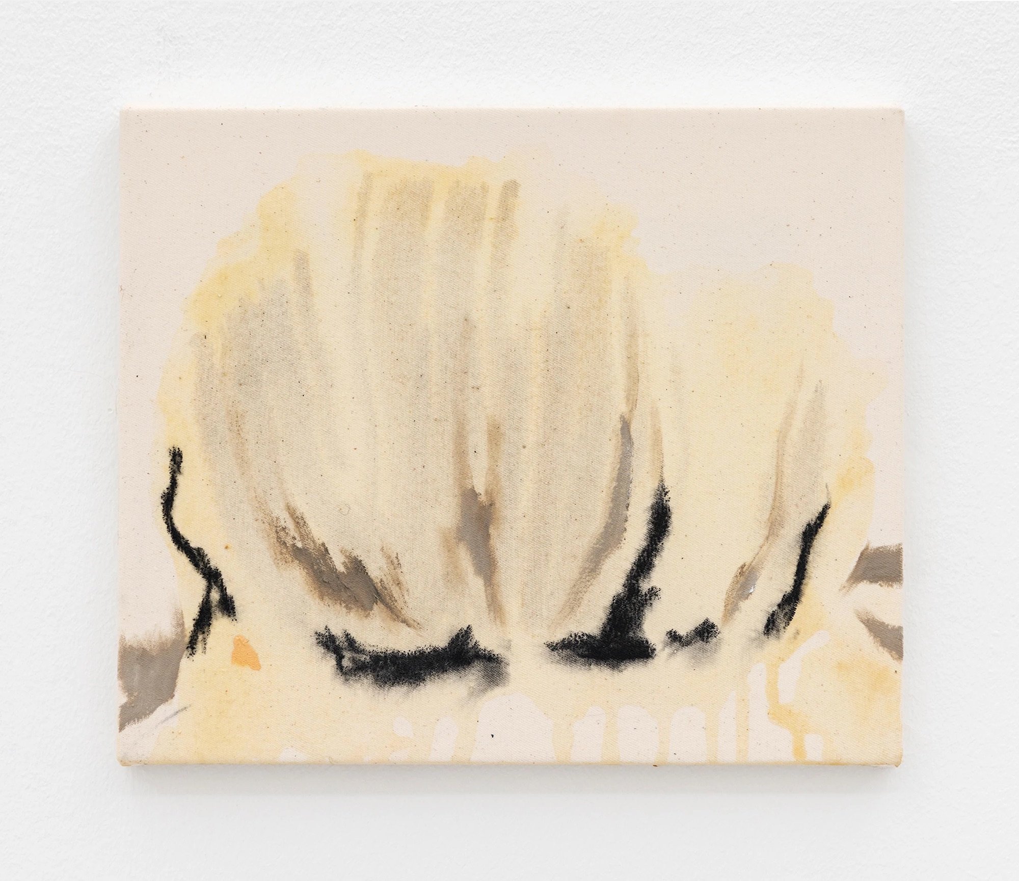 Pauline Fransson, Syrenhäcken (The Lilac Hedge) III, 2024, Tempera, oil and charcoal on canvas, 25 x 30 cm. Foto: Malle Madsen